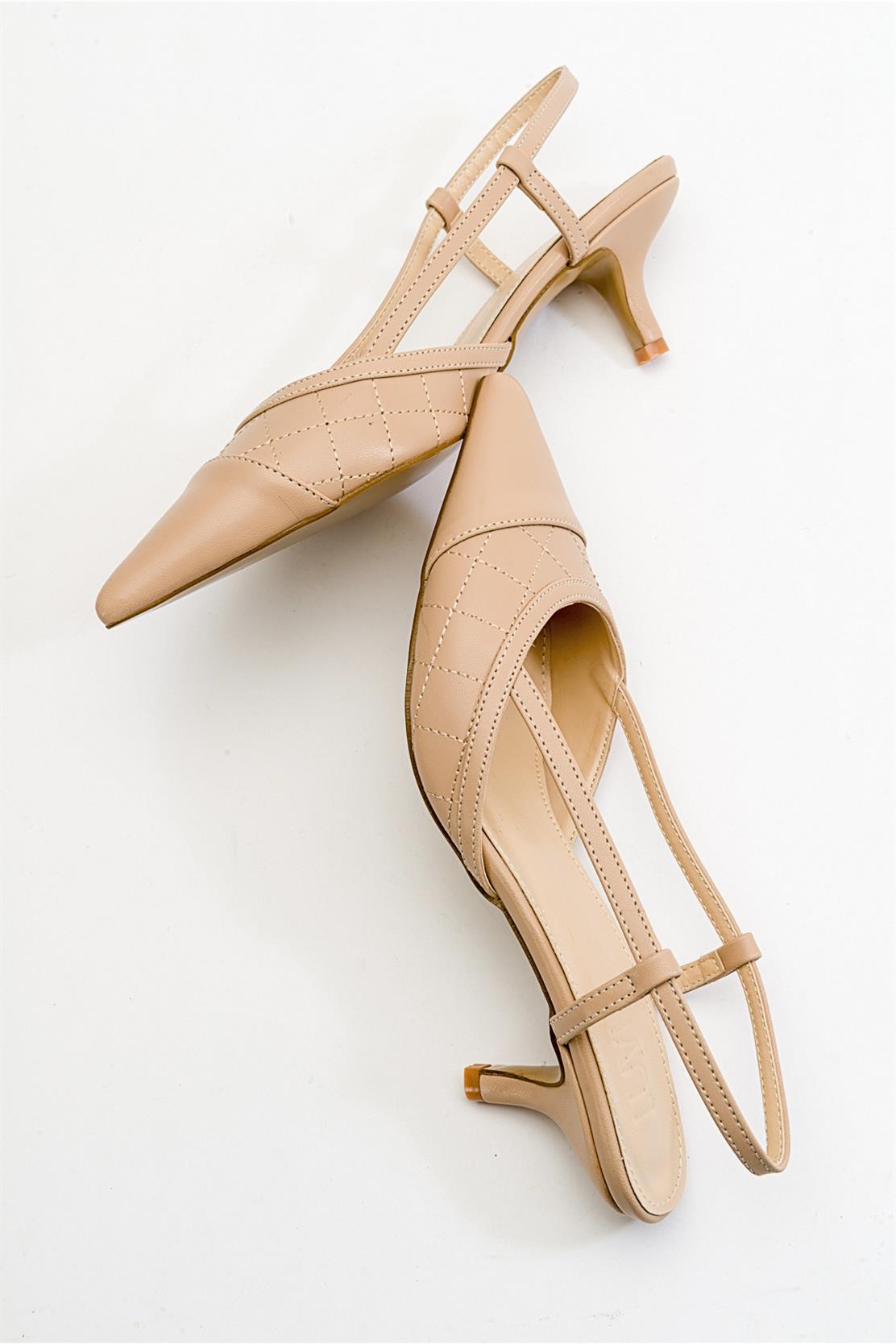 Point - Nude Heeled Shoe – side view showing leather, nude, Vowalisse