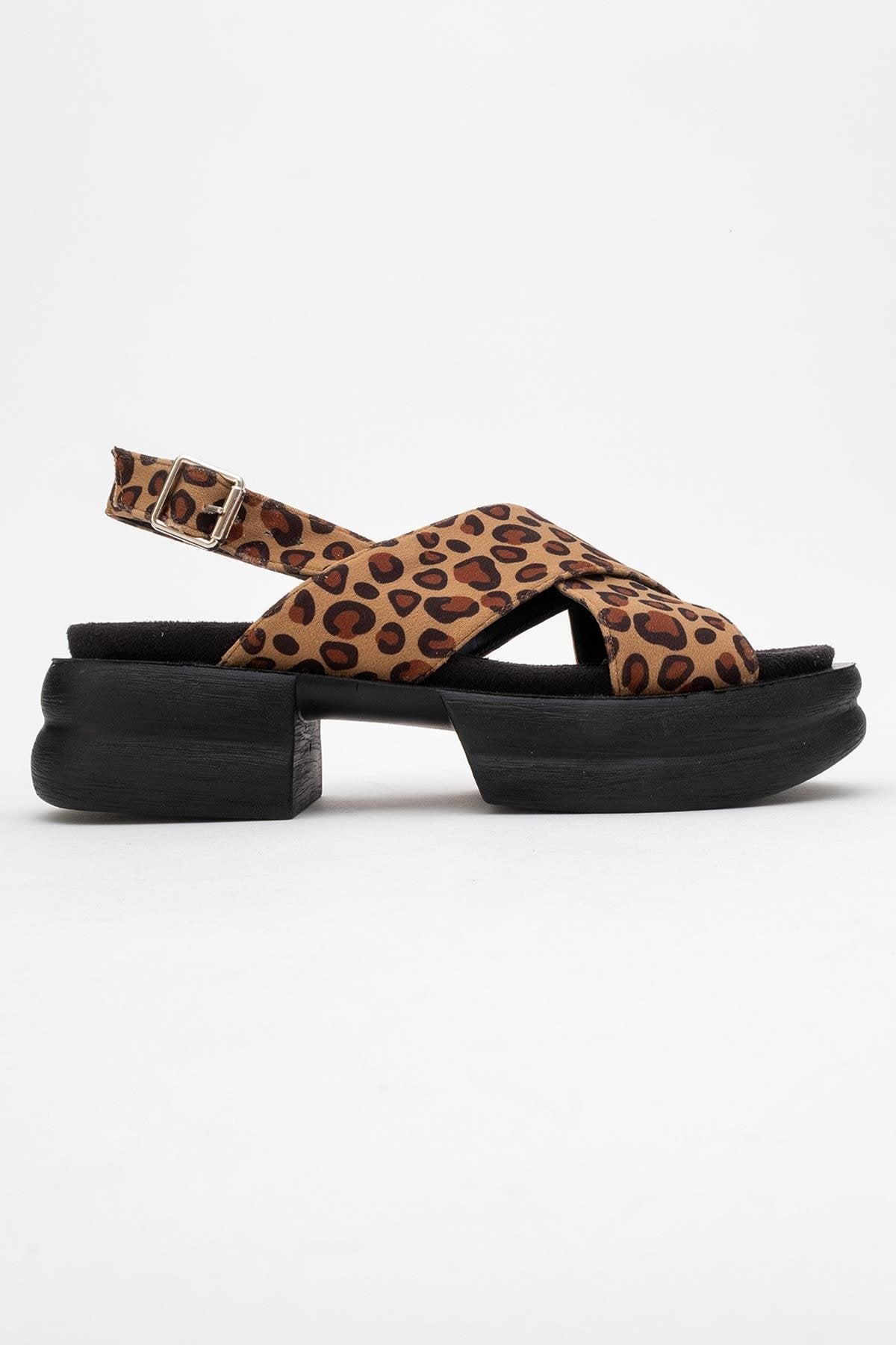 Lungo Leopard Cross‑Strap Wedge Sandal – top view showing leather, Vowalisse
