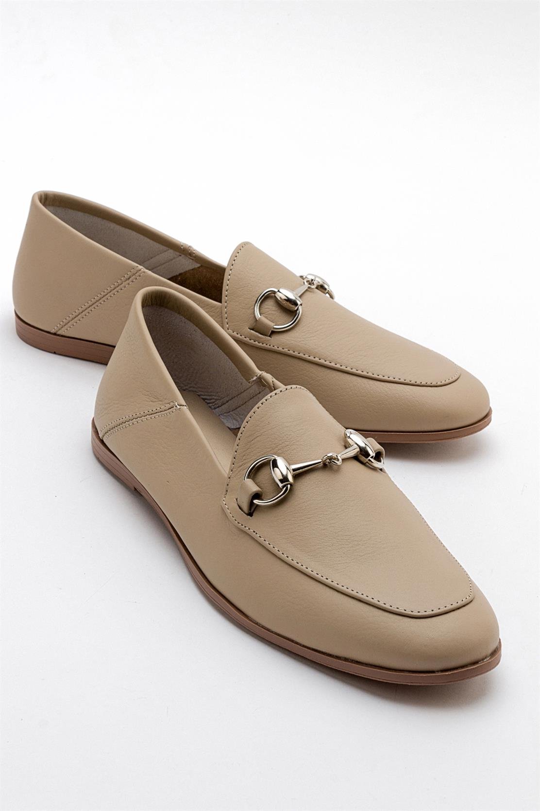 Penny - Dark Beige Leather Horsebit Loafers – front three-quarter view showing leather, suede, Vowalisse