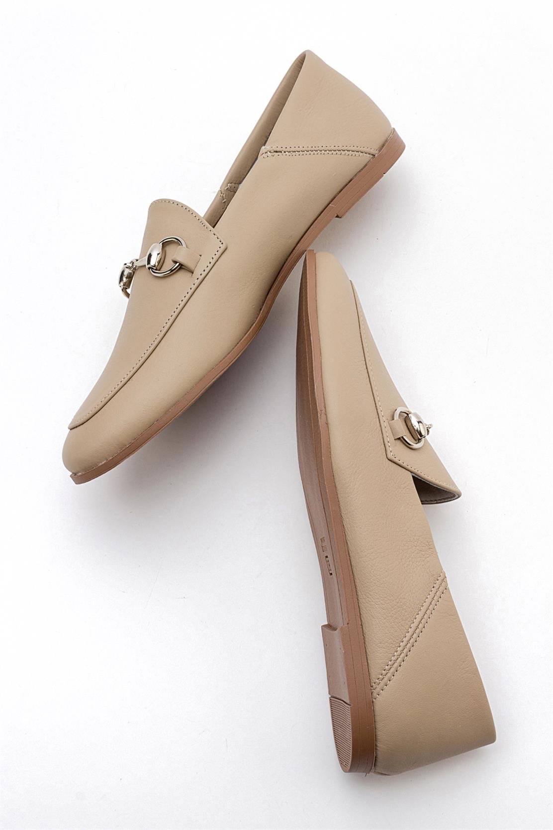 Penny - Dark Beige Leather Horsebit Loafers – back view showing leather, suede, Vowalisse