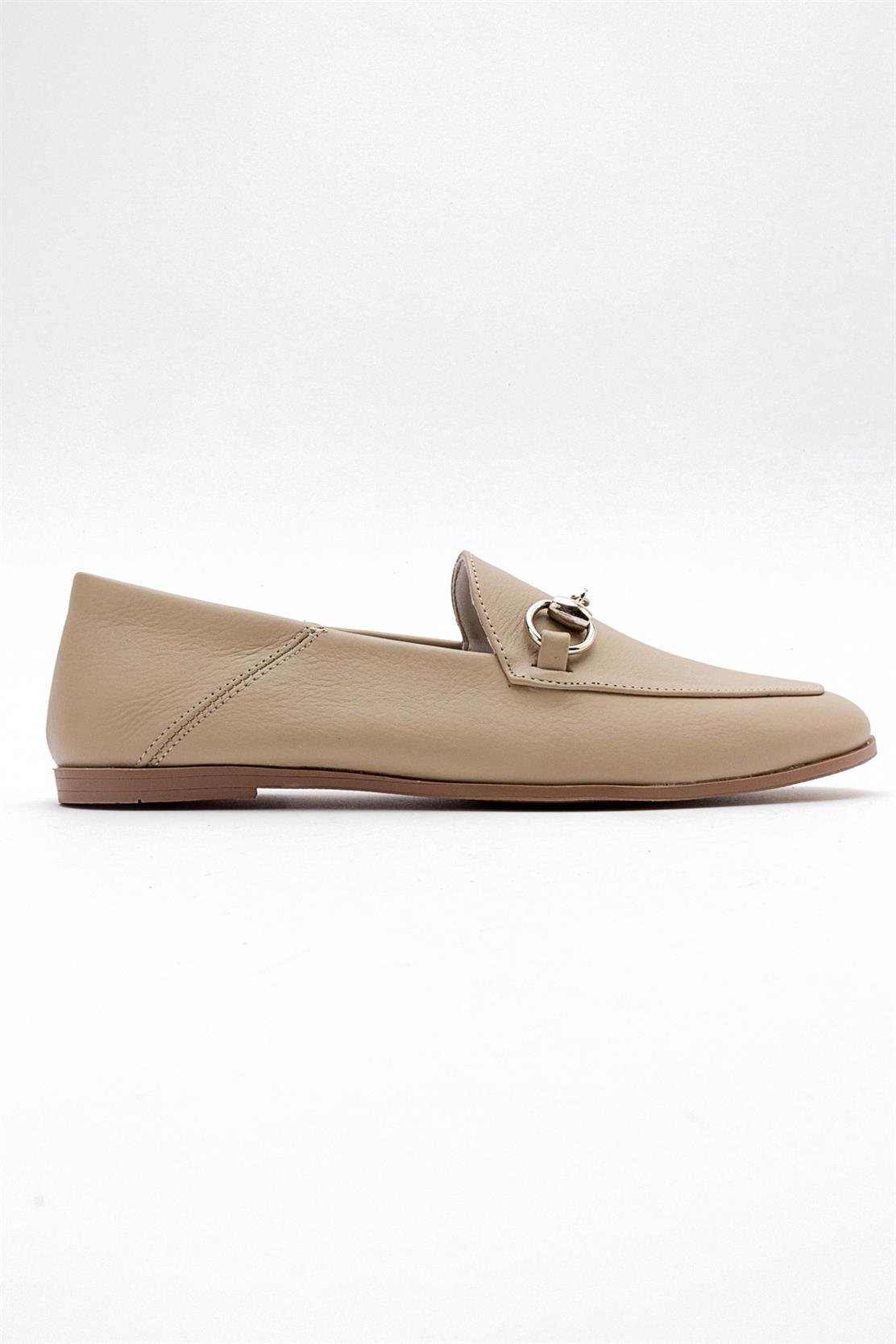 Penny - Dark Beige Leather Horsebit Loafers – top view showing leather, suede, Vowalisse