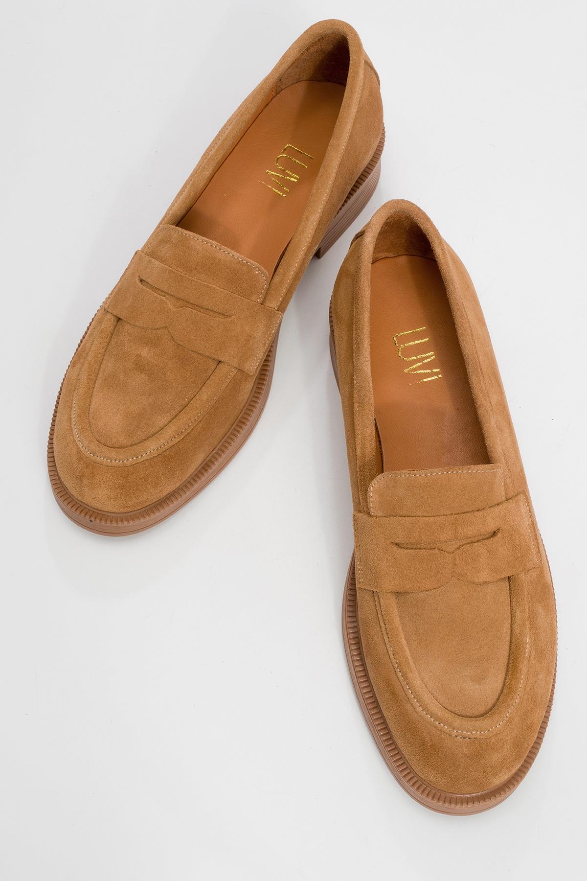 Bree - Taupe Suede Genuine Leather Loafer – side view showing leather, suede, Vowalisse