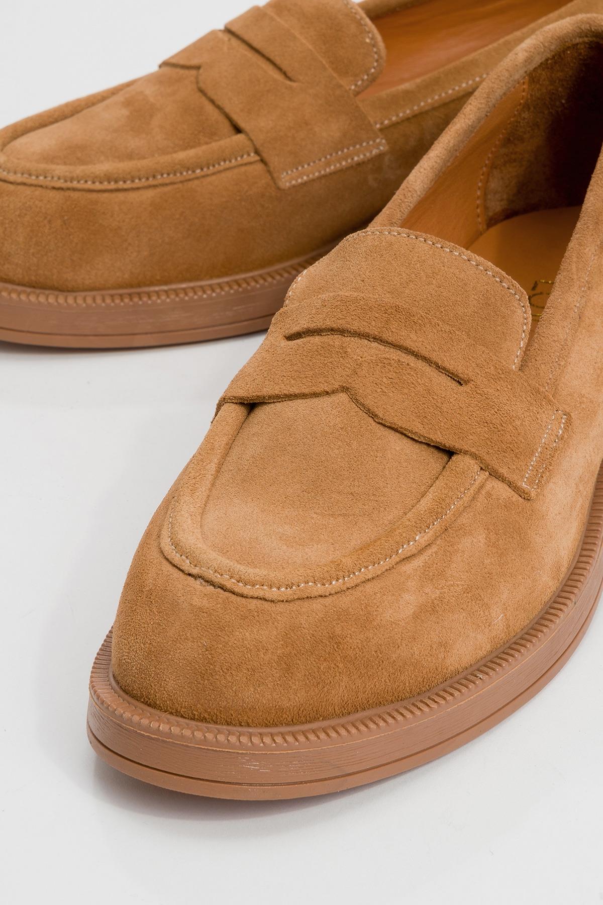 Bree - Taupe Suede Genuine Leather Loafer – detail view showing leather, suede, Vowalisse