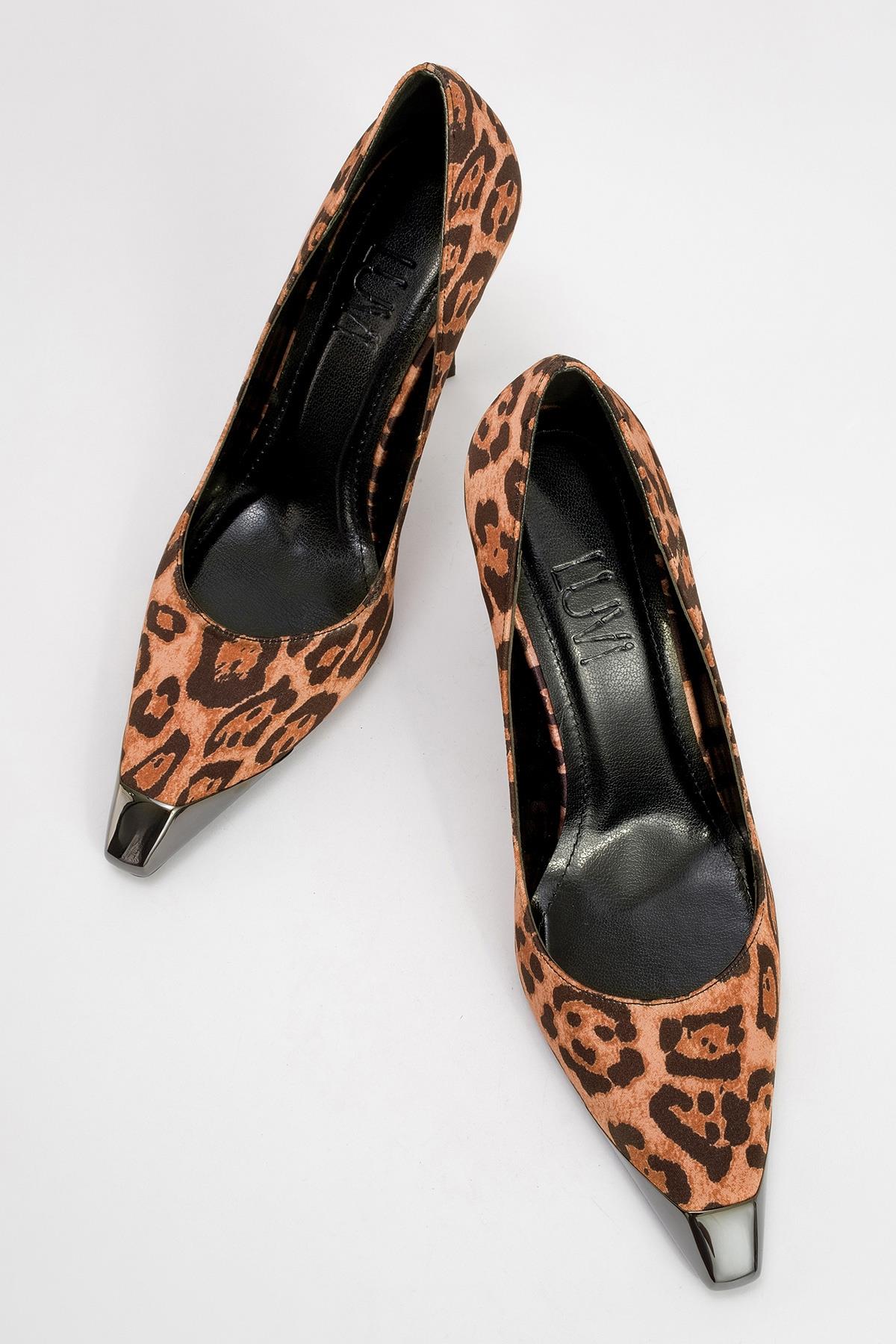 Brelo - Black Yellow Patterned High-Heel Shoe – side view showing leather, black, Vowalisse