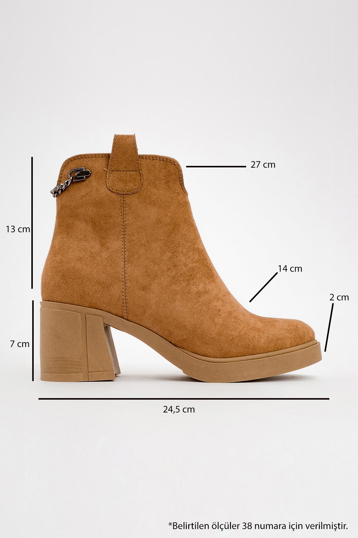 Mier - Cognac Suede Boot – heel view showing leather, suede, Vowalisse