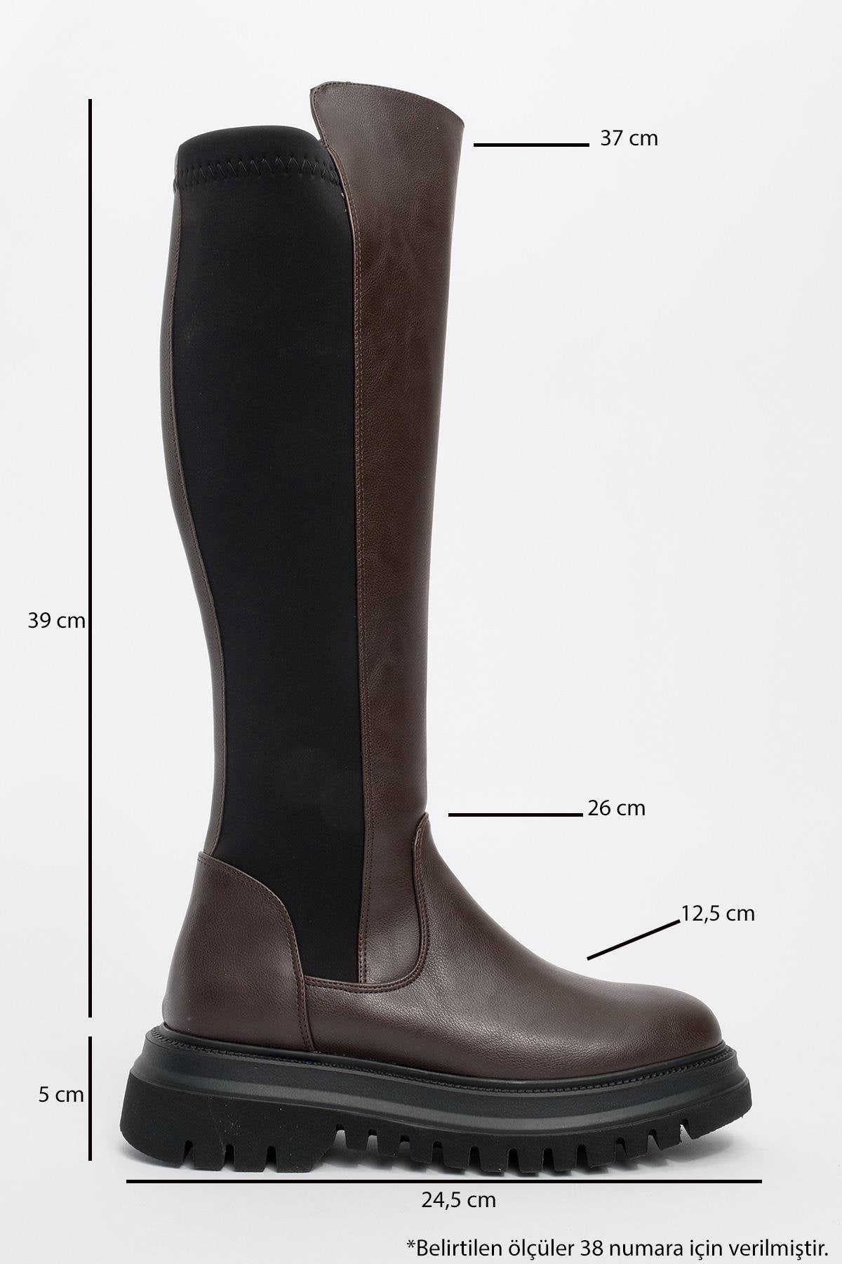 Shadow Brown Boot – heel view showing leather, Vowalisse