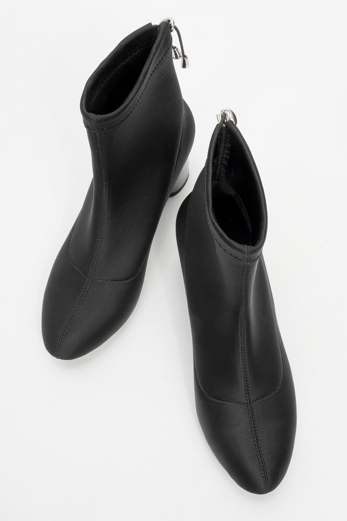 Landes - Black Block Heel Boot – side view showing black, Vowalisse