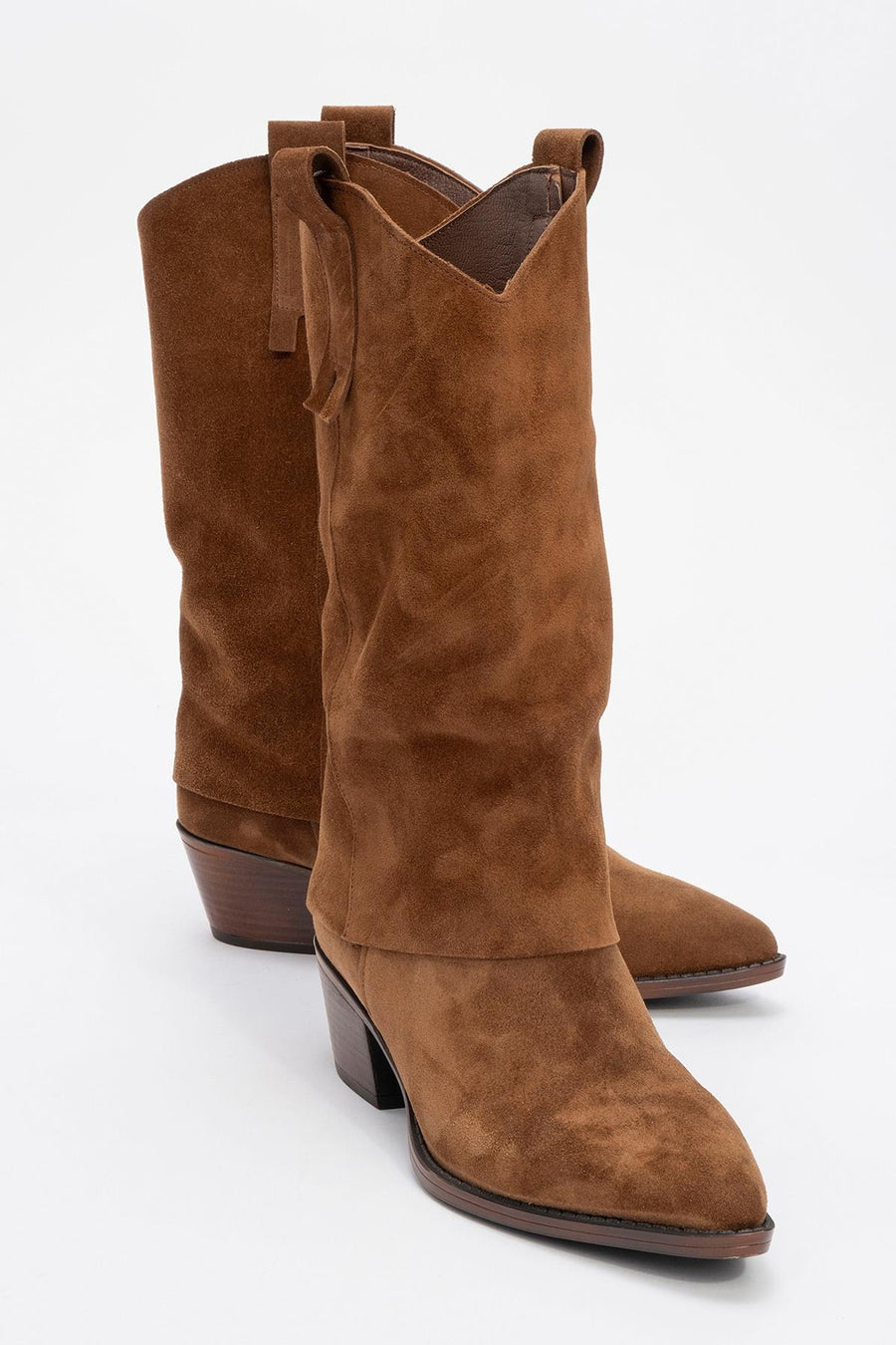 Sojo - Cognac Genuine Leather Block Heel Ankle Boot