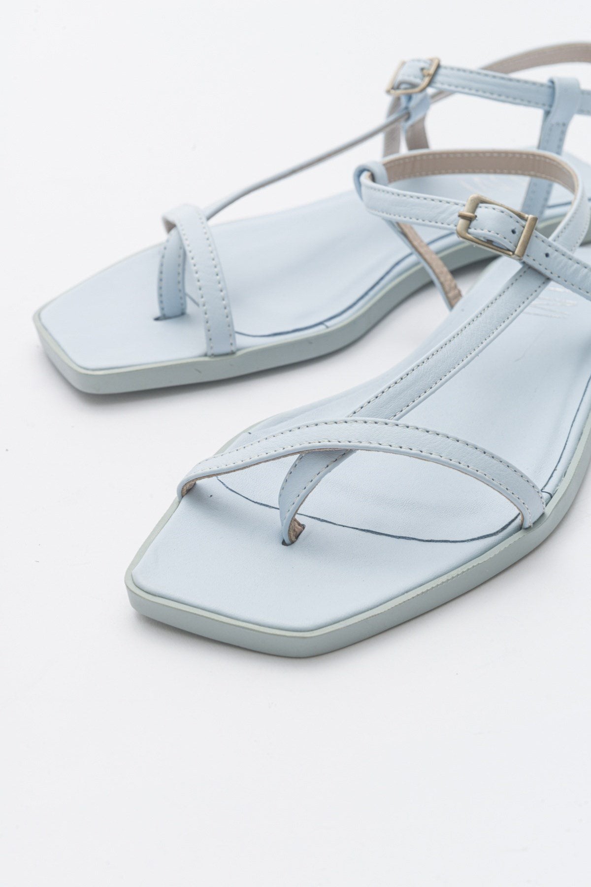 Tales - Baby Blue Genuine Leather Sandal – side view showing leather, blue, Vowalisse
