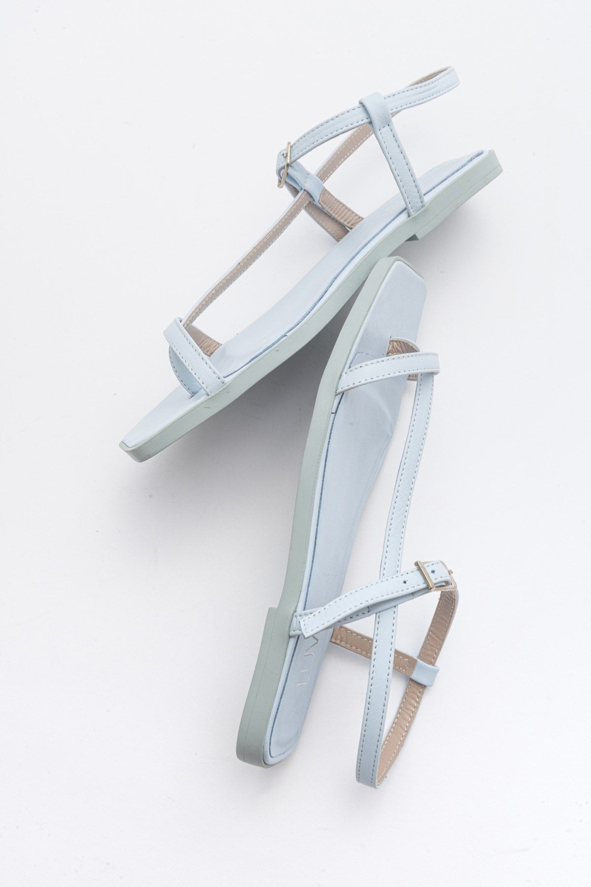 Tales - Baby Blue Genuine Leather Sandal – back view showing leather, blue, Vowalisse