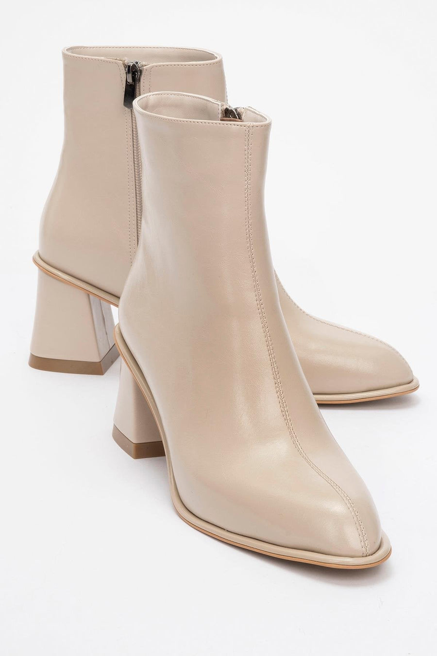 Alba Beige Block Heel Boot