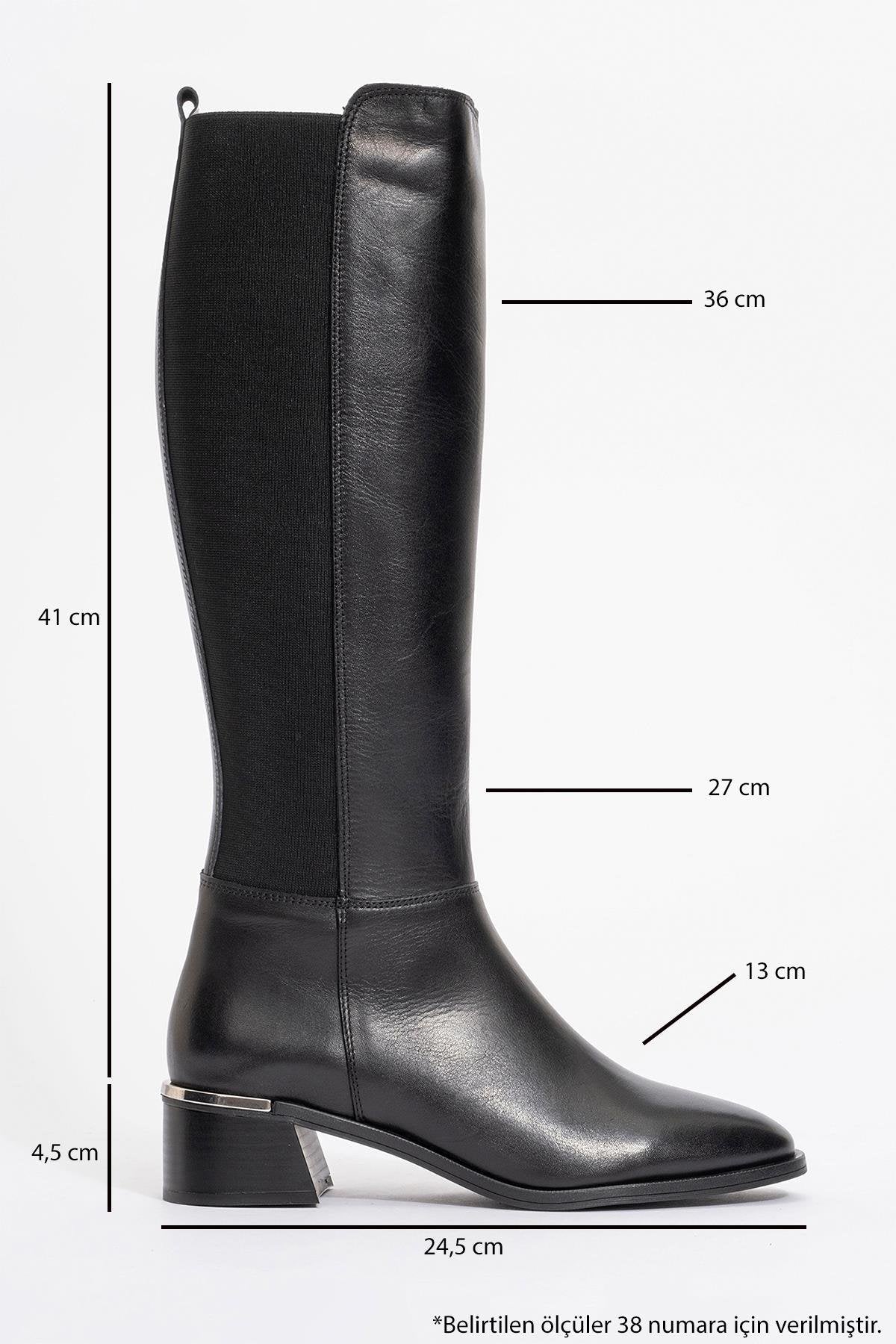 Rochos Black Leather Boot – heel view showing leather, black, red, Vowalisse