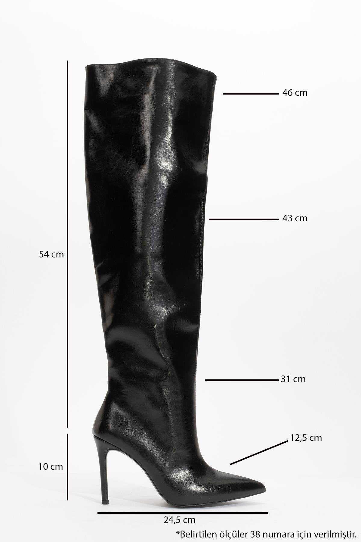 Cleja - Black Slim Heel Over-The-Knee Boot – back view showing leather, black, Vowalisse