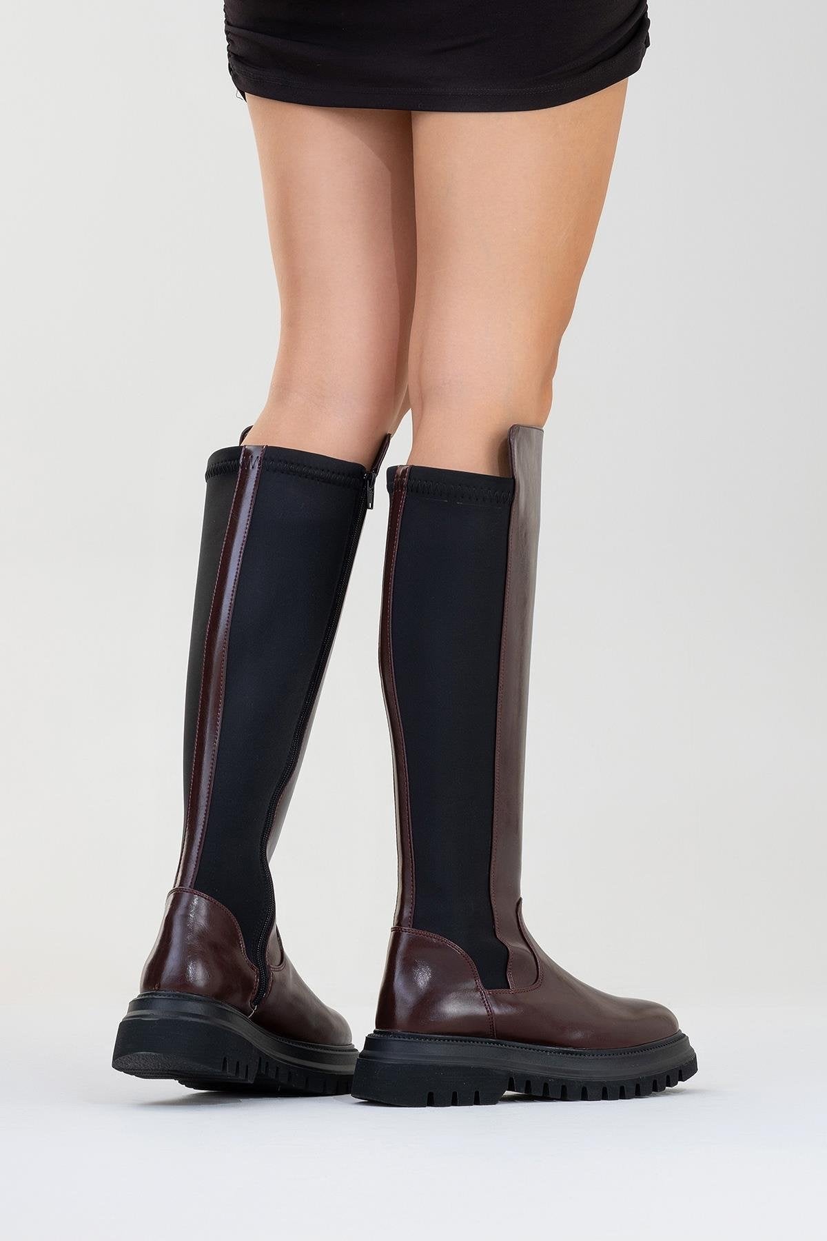 Shadow Burgundy Boot – top view showing leather, Vowalisse