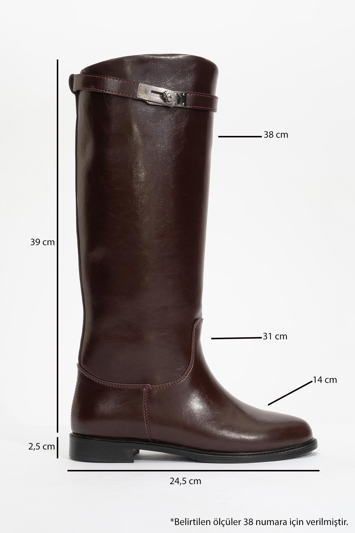 Yoko Burgundy Riding Boot – heel view showing leather, Vowalisse
