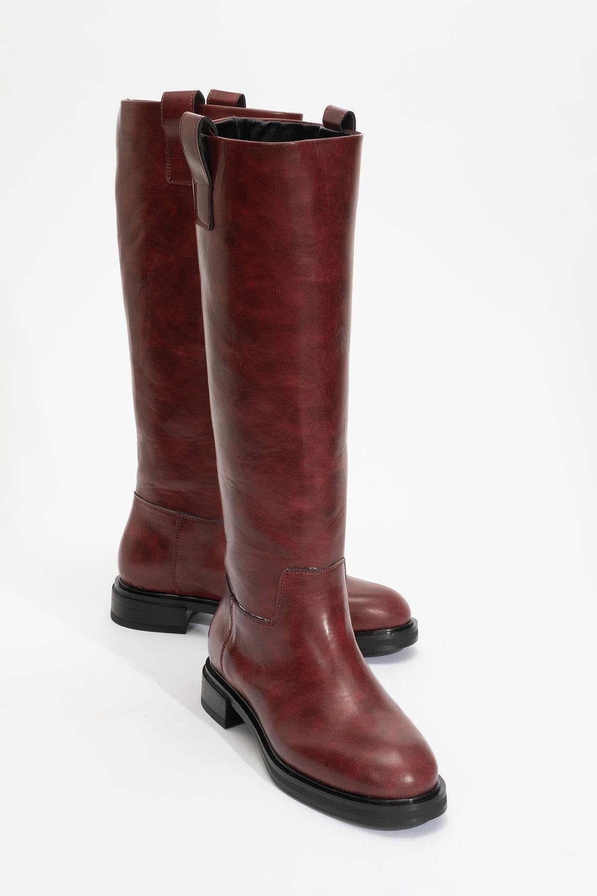 Alaska Burgundy Pattern Western Boot – front three-quarter view showing leather, Vowalisse