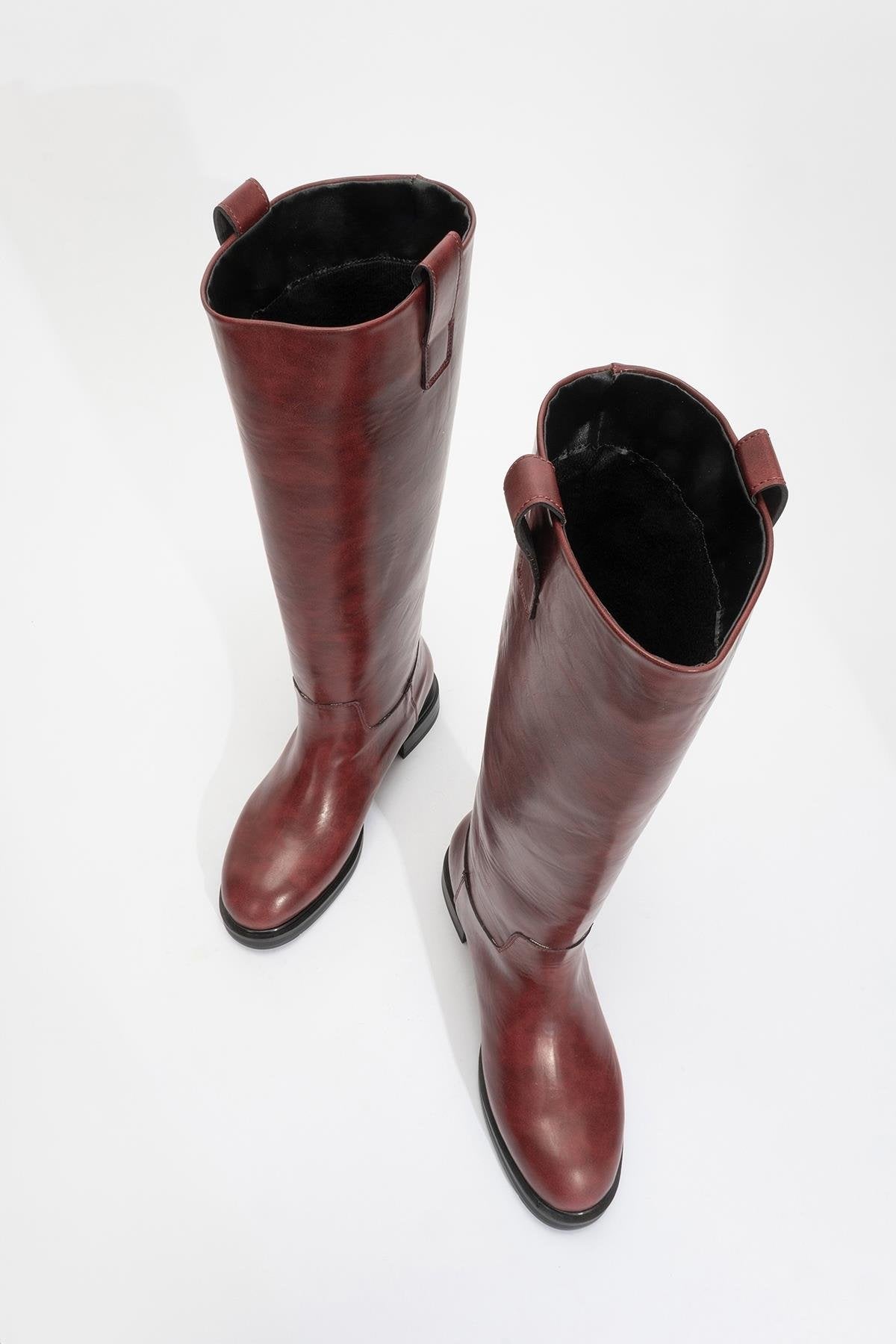 Alaska Burgundy Pattern Western Boot – side view showing leather, Vowalisse