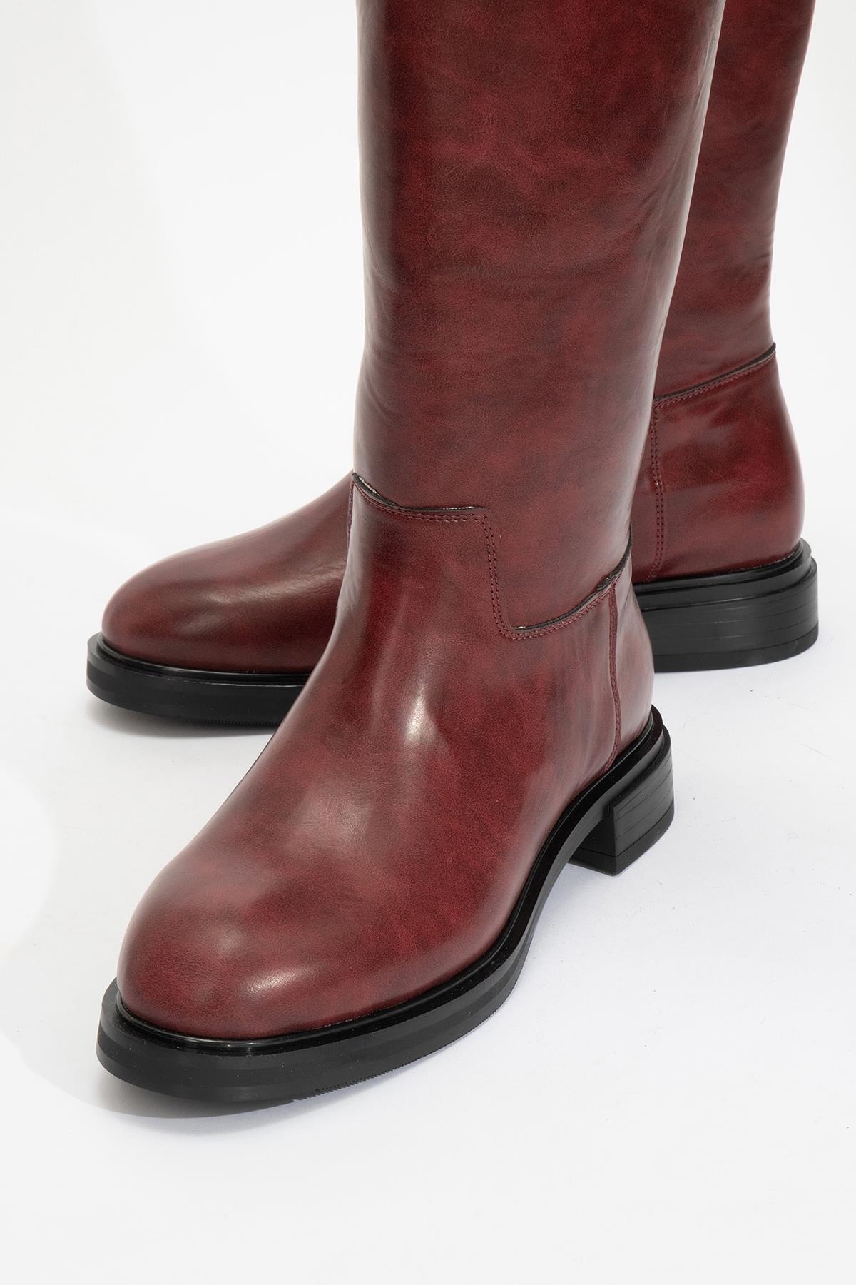 Alaska Burgundy Pattern Western Boot – detail view showing leather, Vowalisse