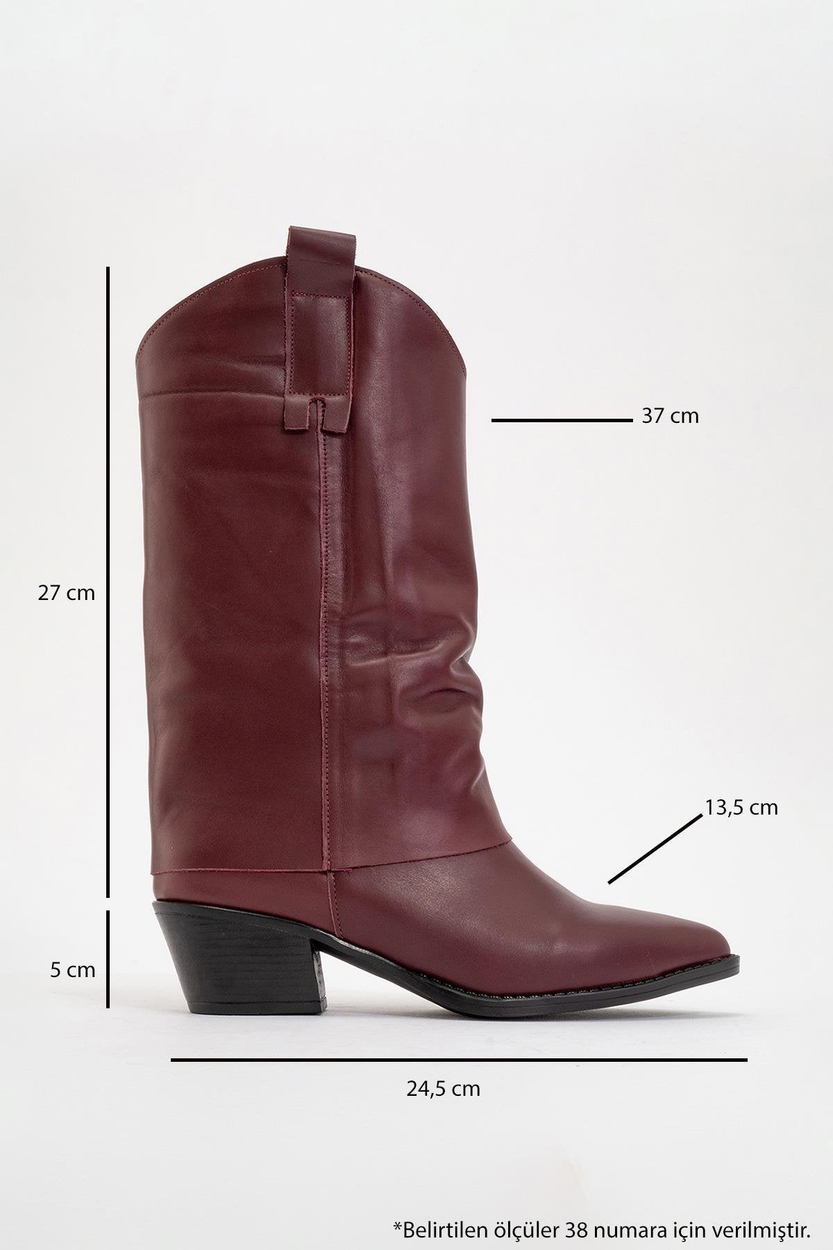 Sojo - Burgundy Genuine Leather Block Heel Short Boot – heel view showing leather, Vowalisse