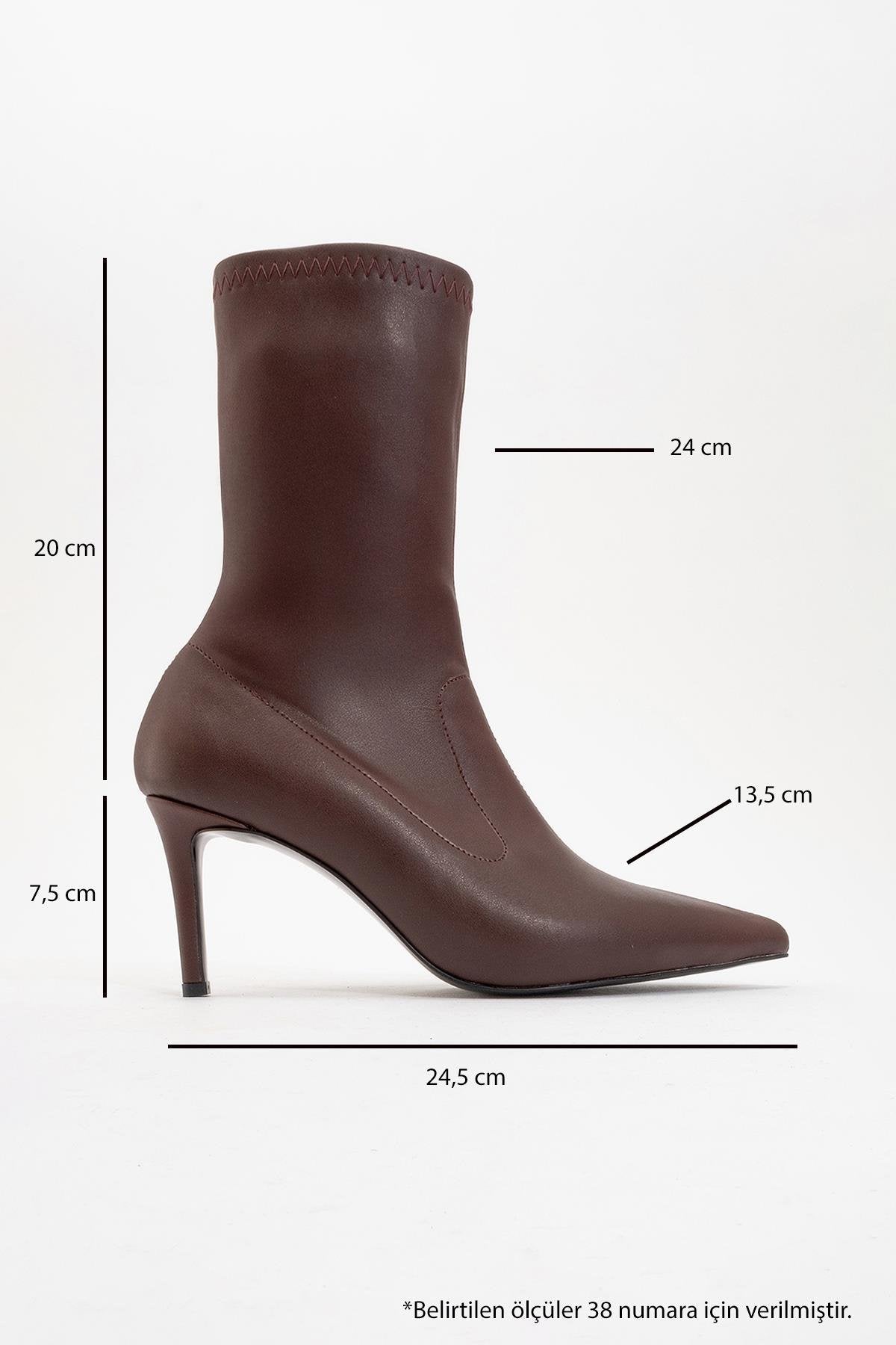 Thalin - Burgundy Pointed Toe Stiletto Boot – heel view showing leather, Vowalisse