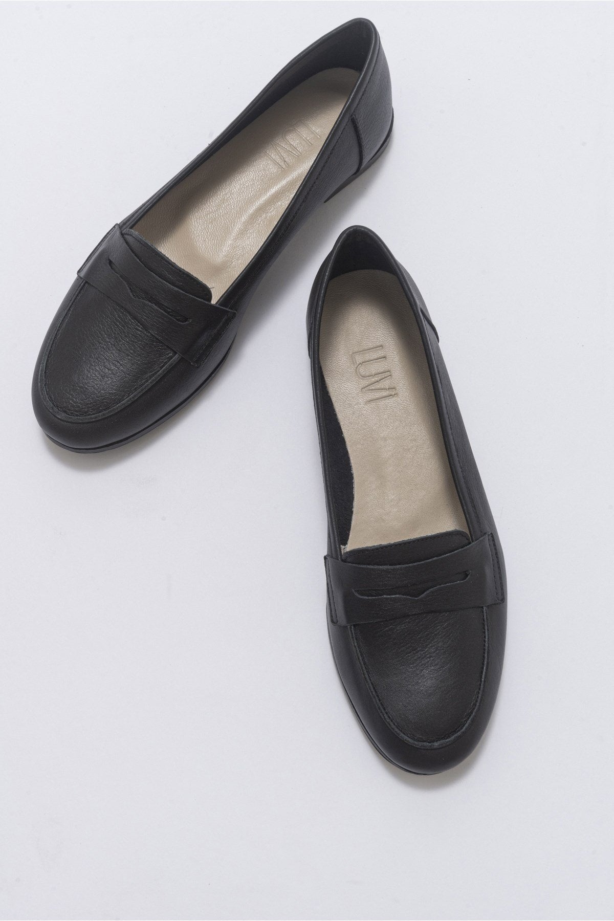 Dorothy - Black Leather Loafers – side view showing leather, suede, black, Vowalisse