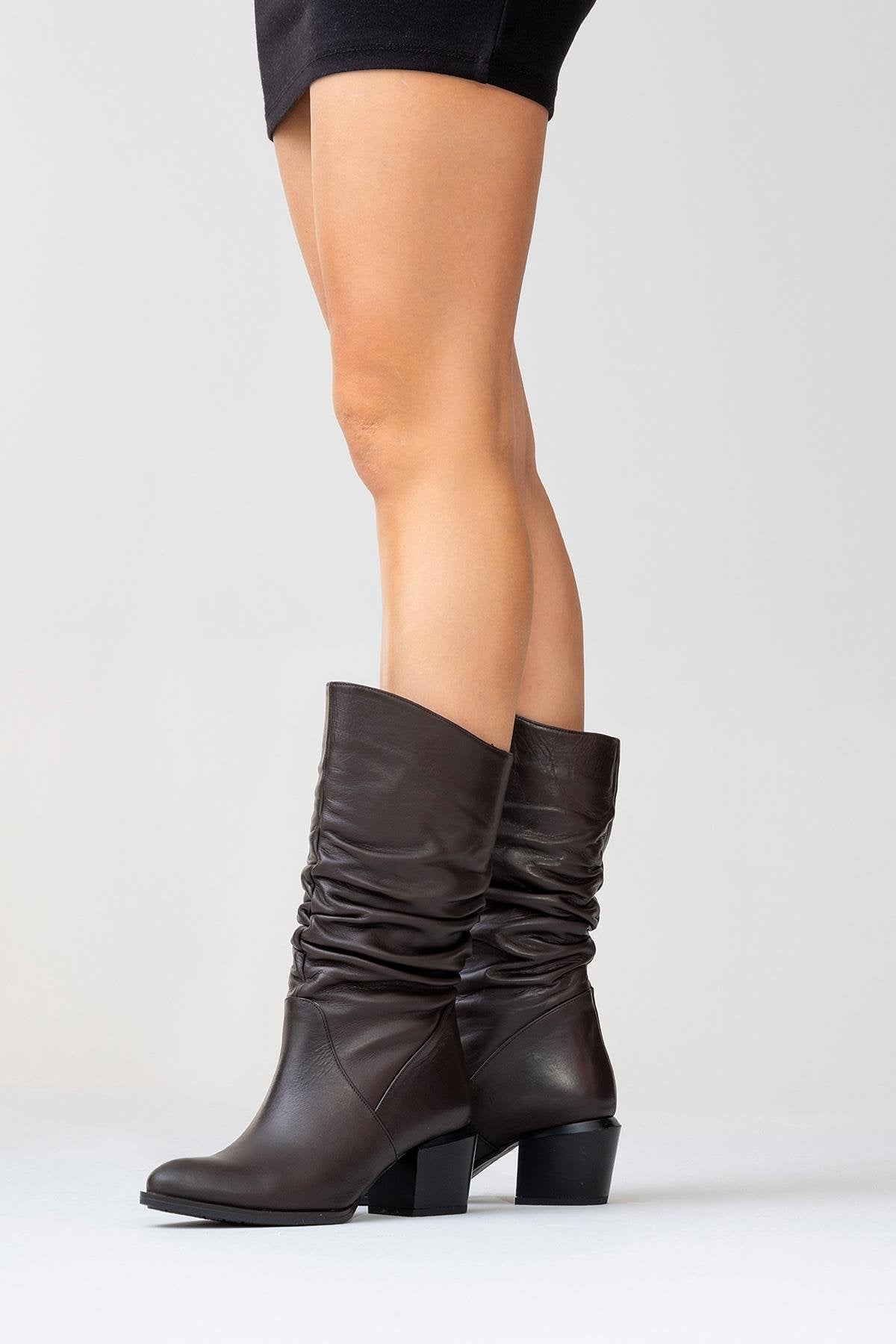 Soule - Cognac Genuine Leather Heeled Short Boot – product view 9 showing leather, Vowalisse
