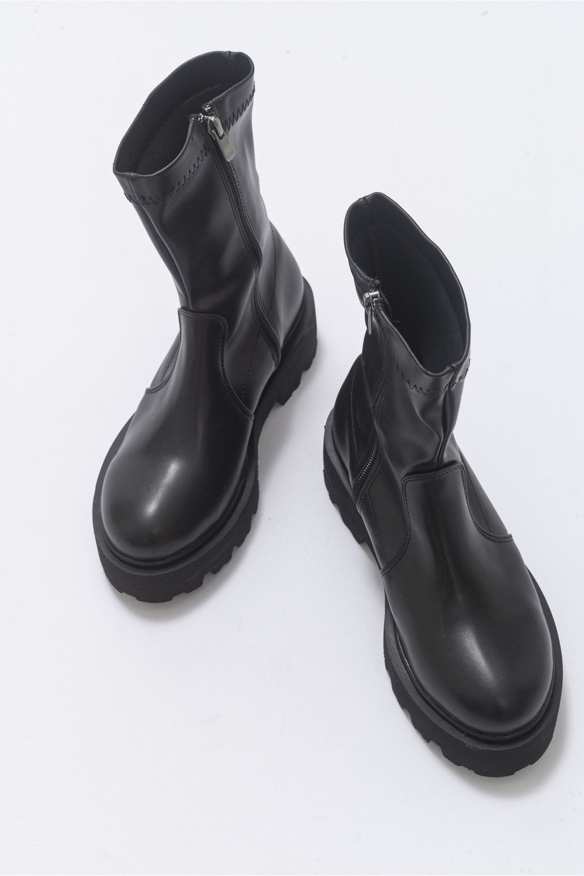 Rush Black Bootie – detail view showing leather, black, Vowalisse