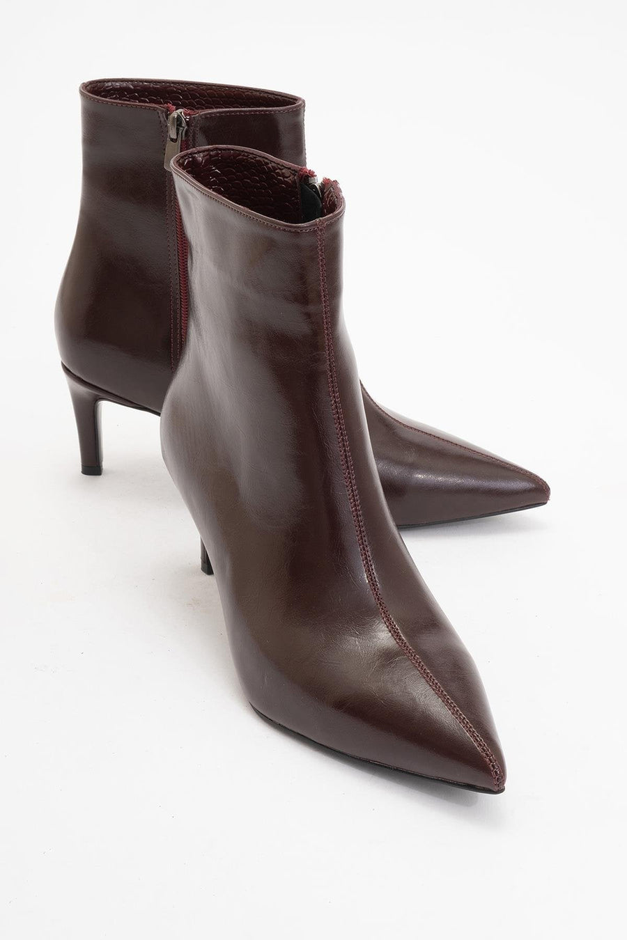 Noya Burgundy Cilt Stiletto Boot