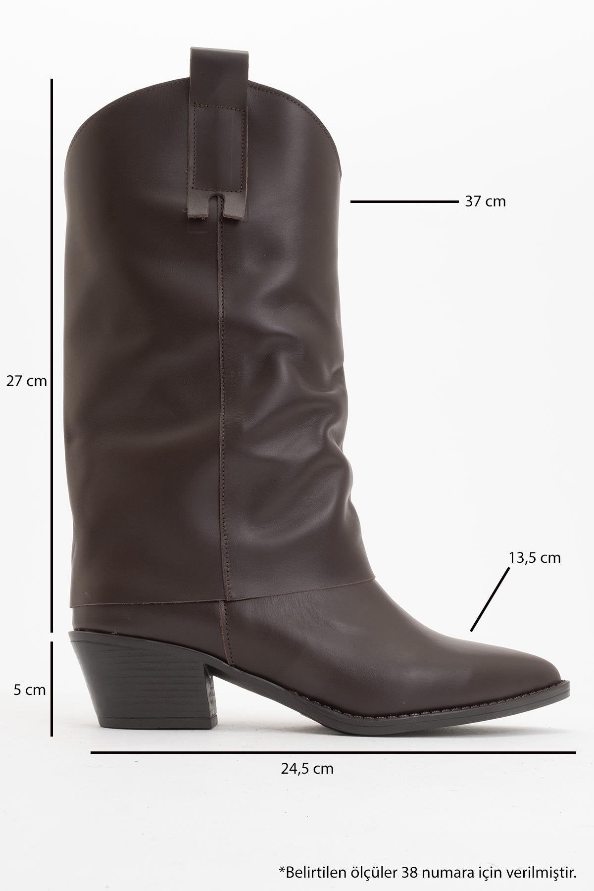 Sojo - Brown Genuine Leather Block Heel Ankle Boot – back view showing leather, Vowalisse