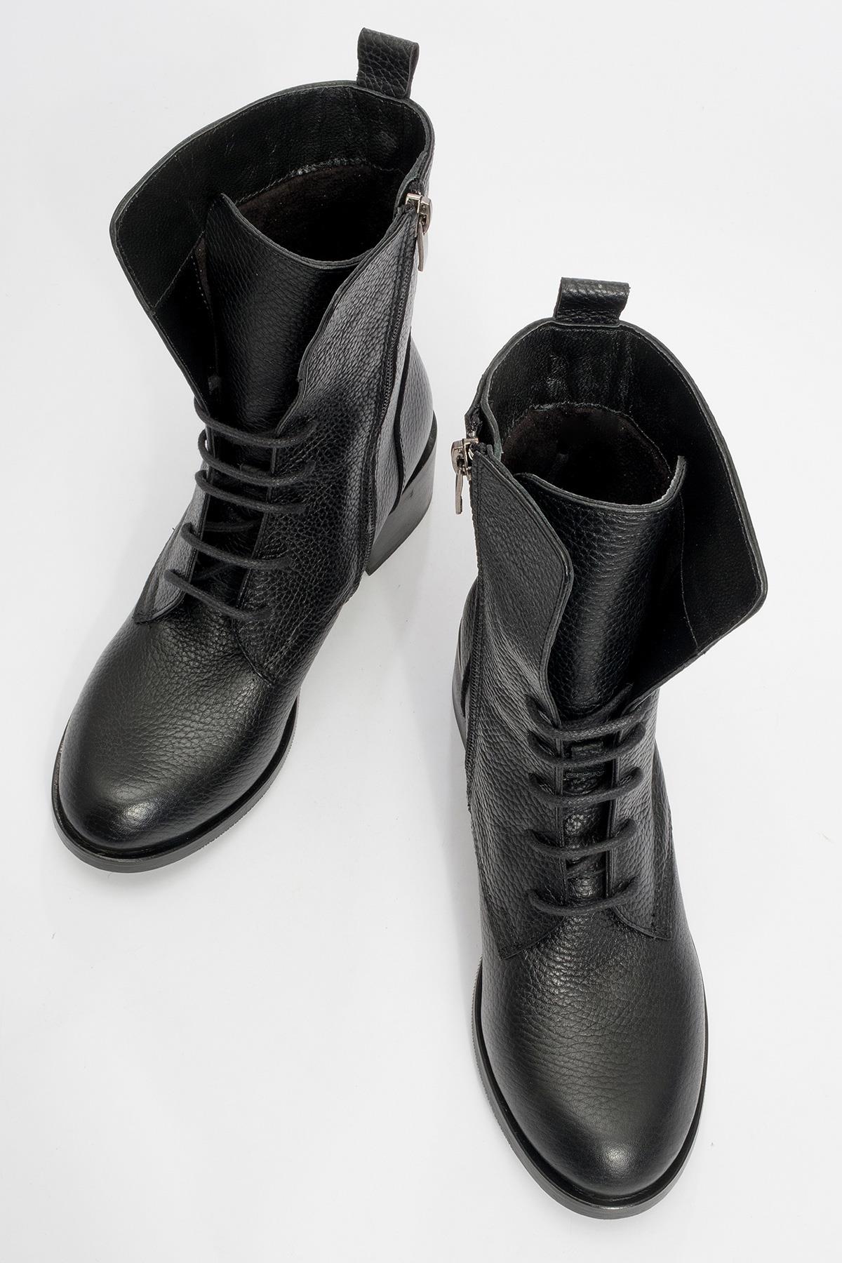 Lana Black Leather Boot – side view showing leather, black, Vowalisse