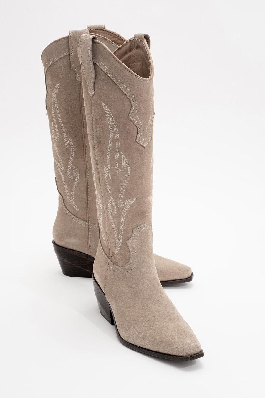 Pietro - Beige Suede Genuine Leather Western Boot
