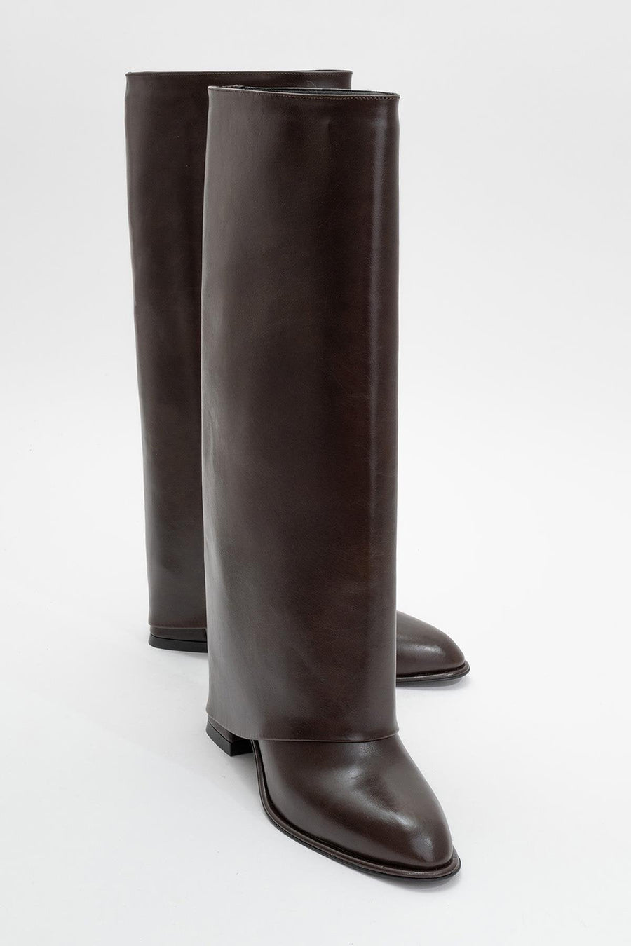 Maybe Brown Chunky Heel Boot