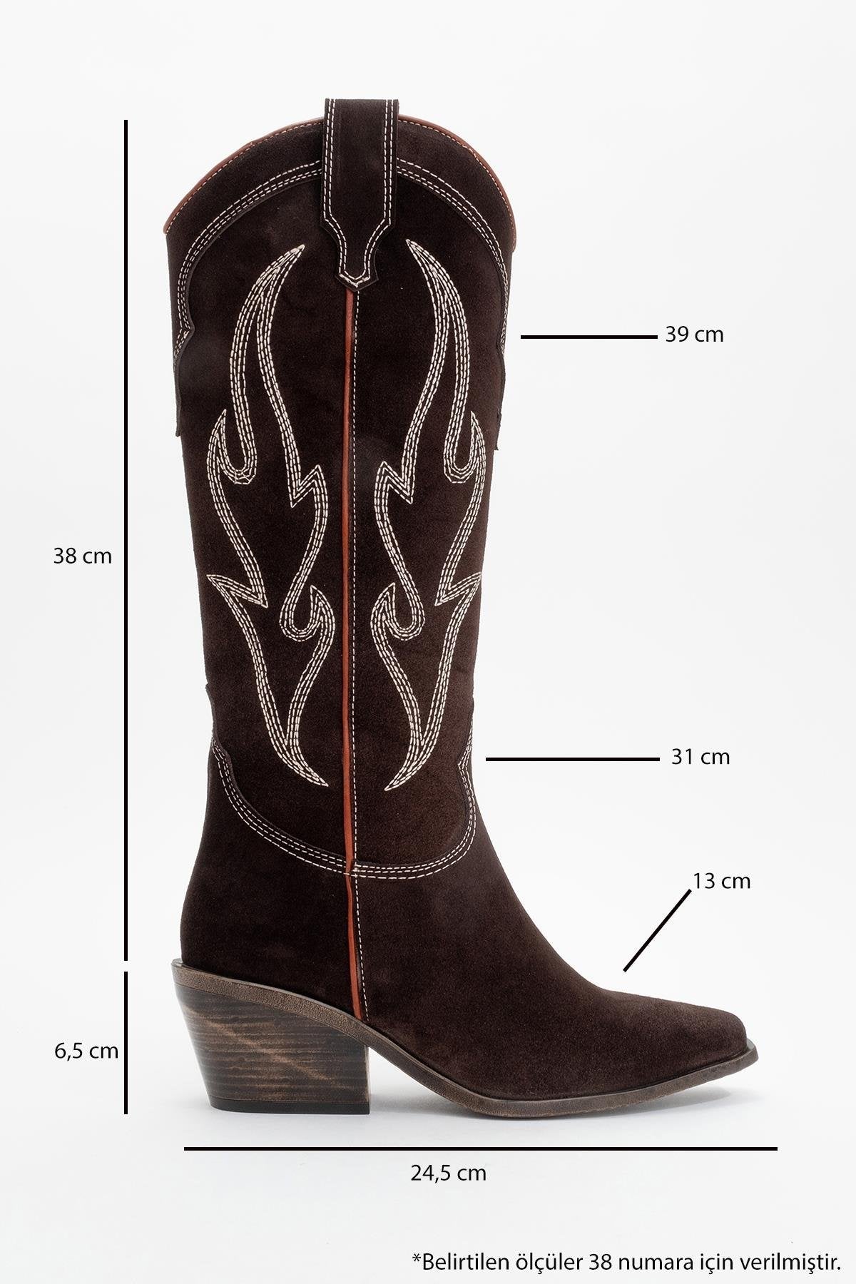 Pietro - Brown Genuine Suede Western Boot – back view showing leather, suede, Vowalisse