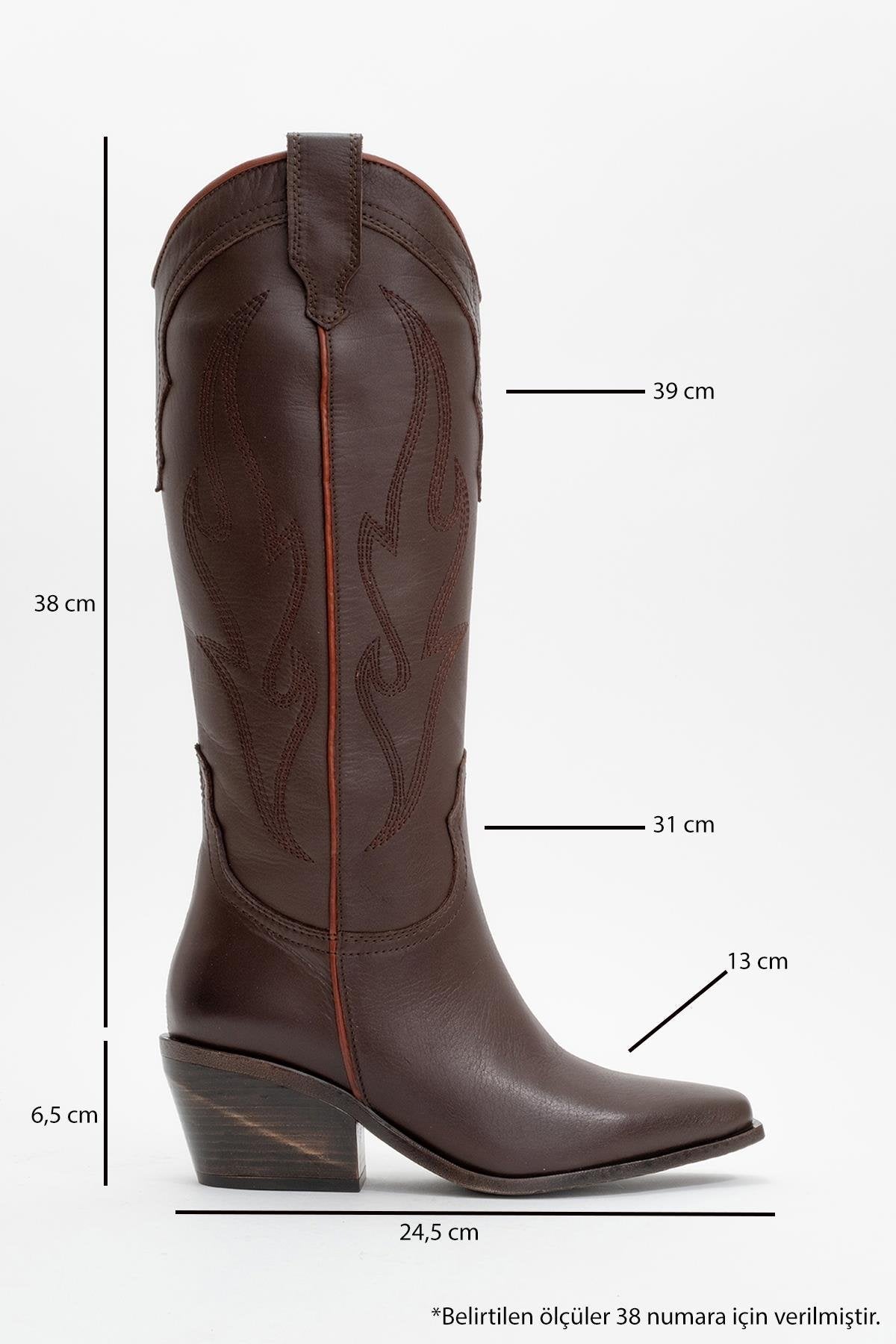 Pietro - Brown Genuine Leather Western Boot – back view showing leather, Vowalisse