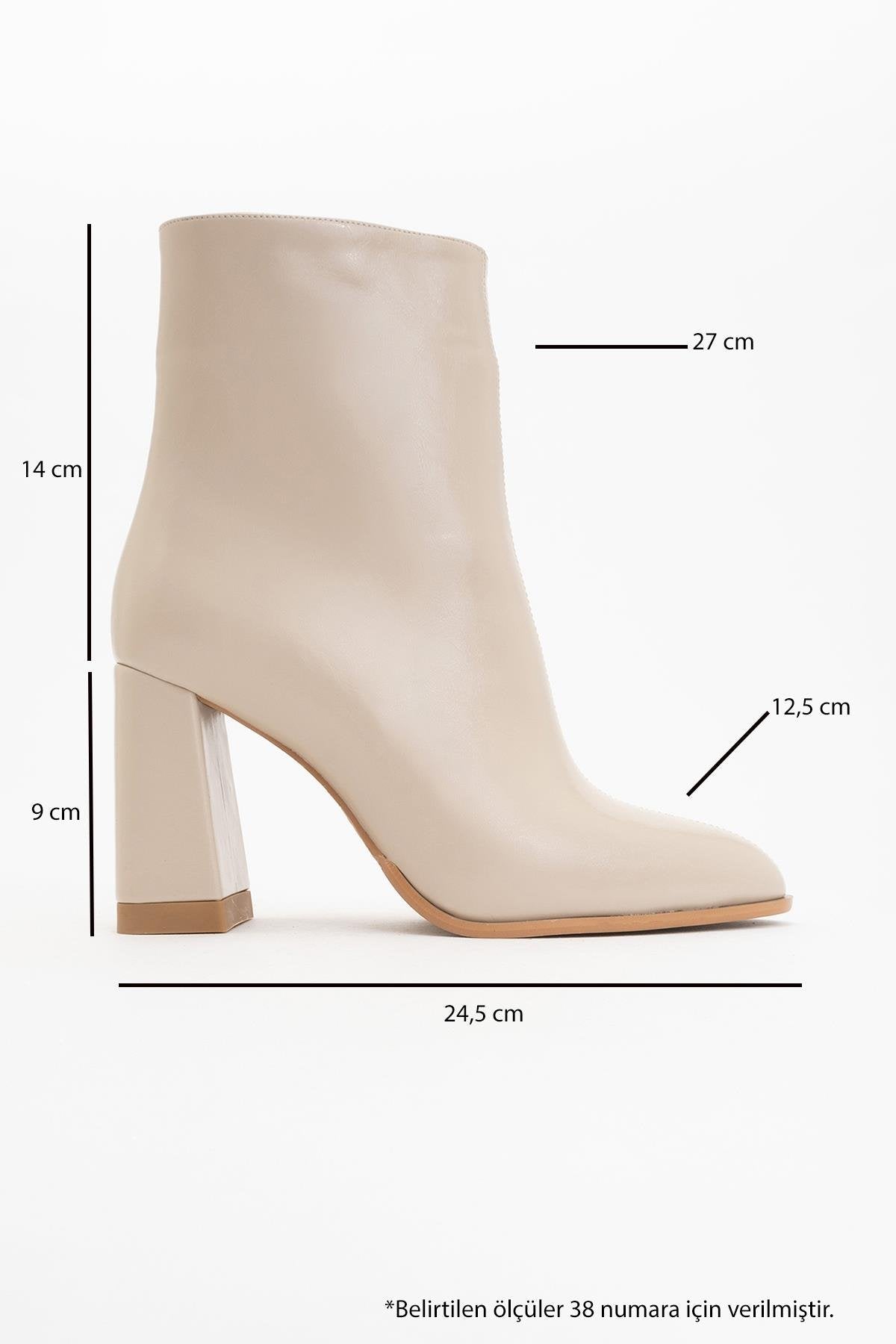 Jewel Beige Cilt High Heel Boot – back view showing leather, red, Vowalisse