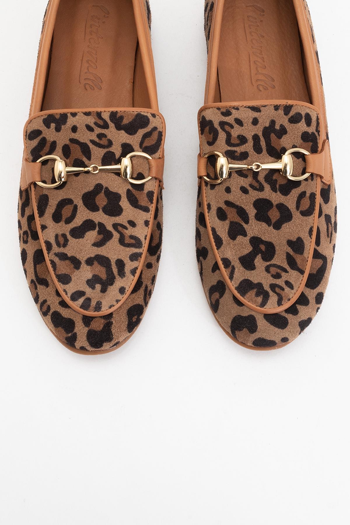 Rory - Leopard Suede Leather Bit Loafers – side view showing leather, suede, Vowalisse