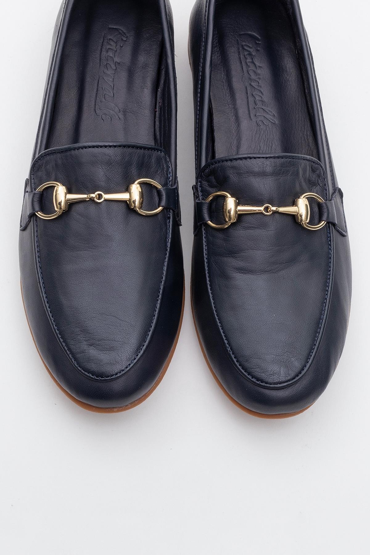 Rory - Dark Blue Leather Bit Loafers – side view showing leather, suede, blue, Vowalisse