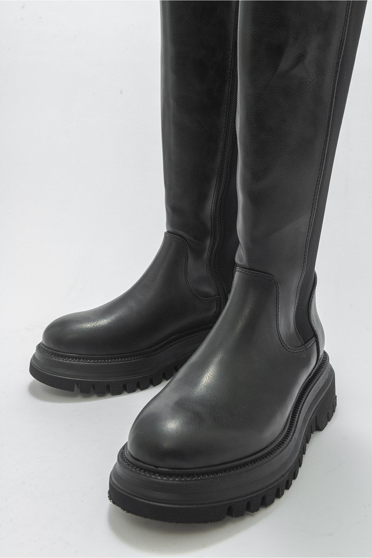 Shadow Black Boot – back view showing leather, black, Vowalisse