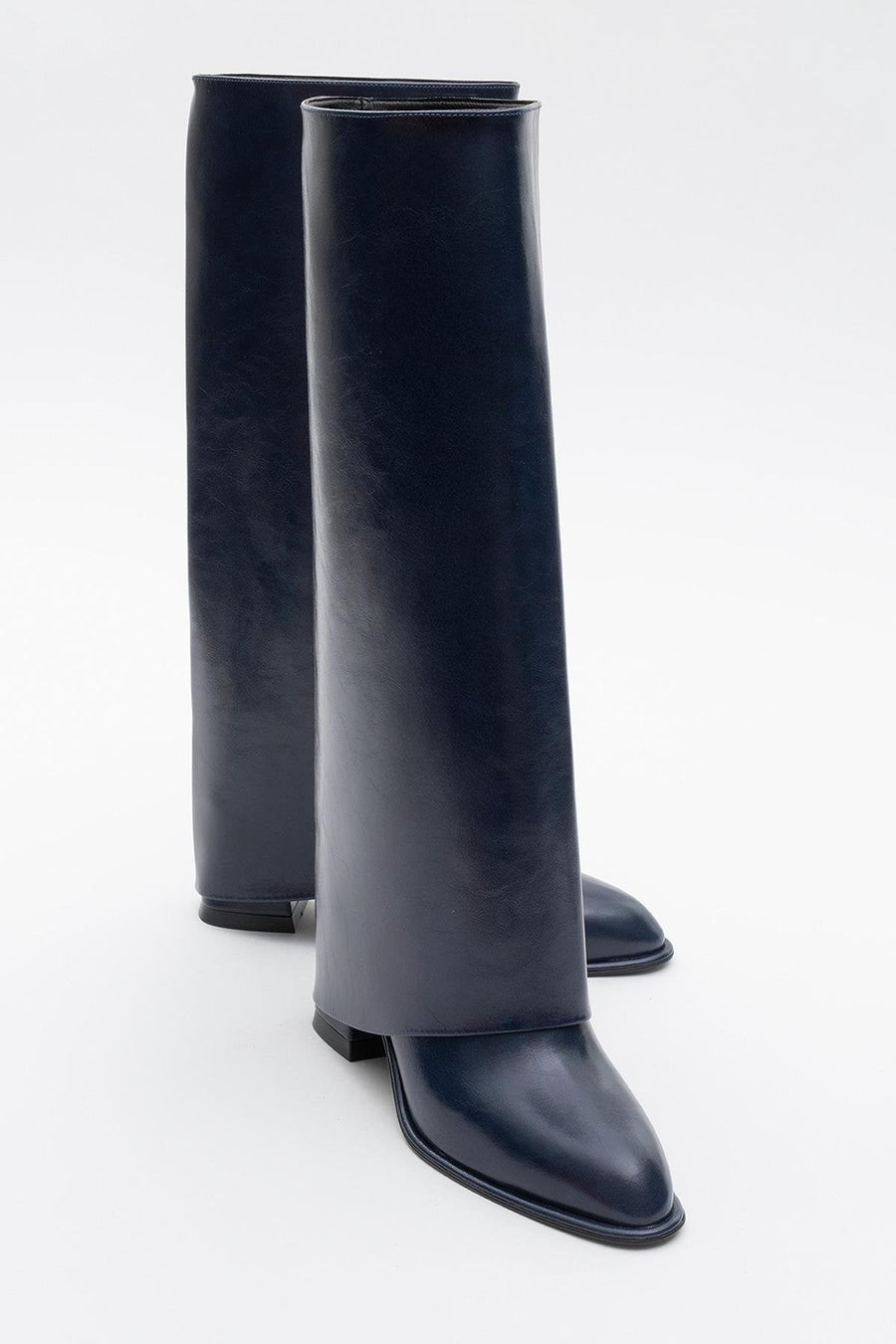 Maybe Navy Chunky Heel Boot