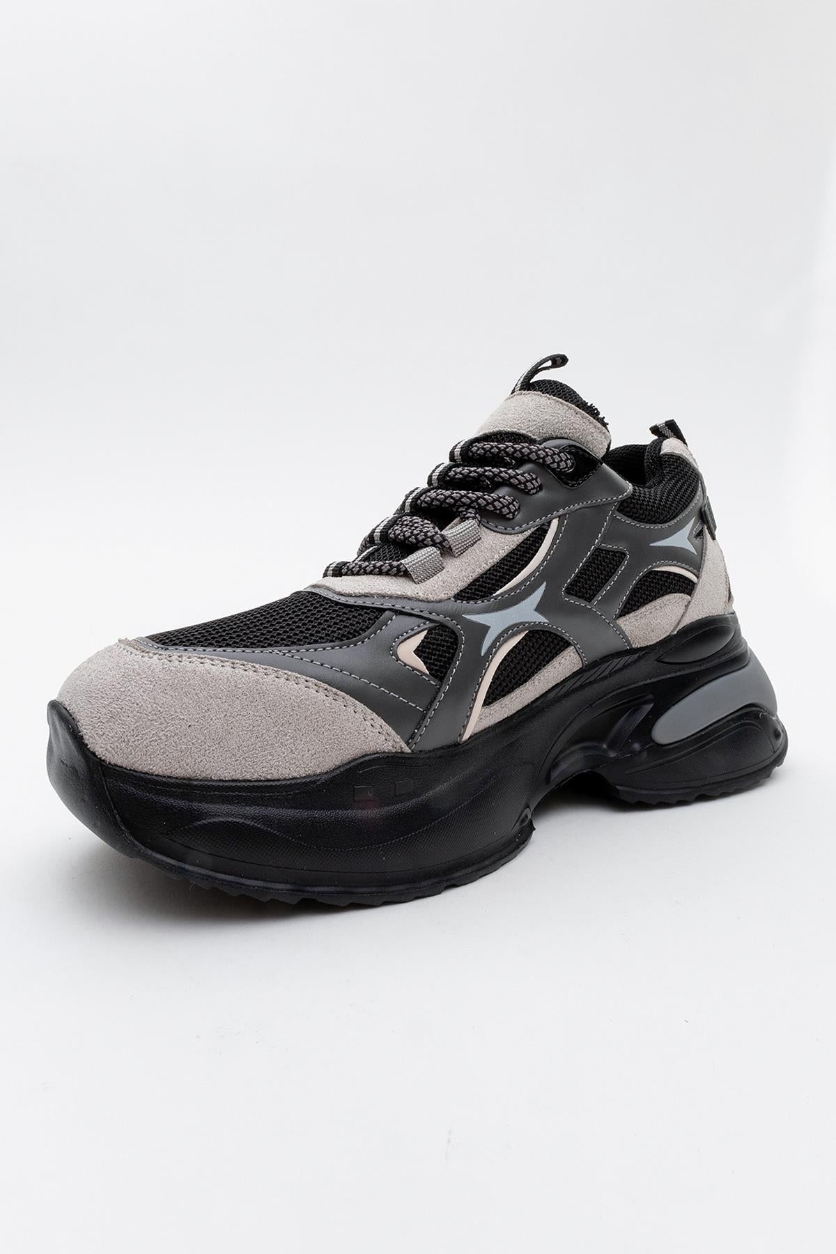 Marron - Black Sport Sneakers – detail view showing leather, black, red, Vowalisse