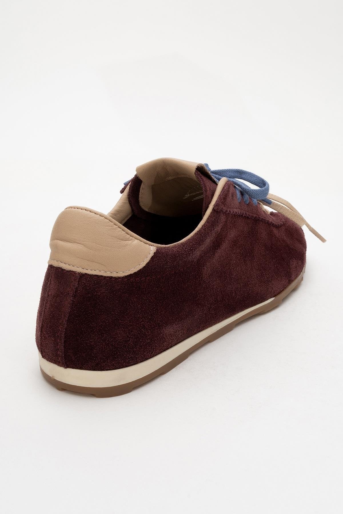 Crea - Burgundy Leather Sneakers – back view showing leather, red, Vowalisse