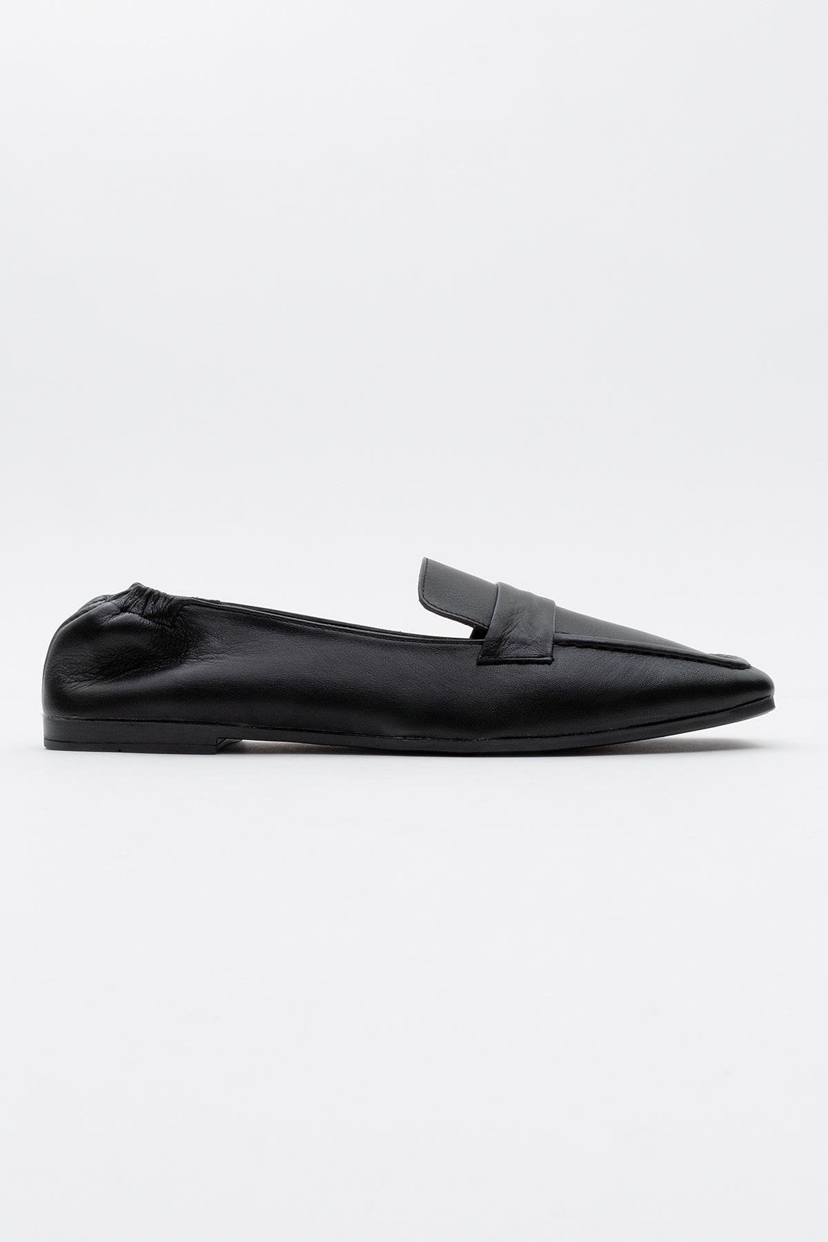 Liepa - Black Leather Loafers – back view showing leather, black, Vowalisse
