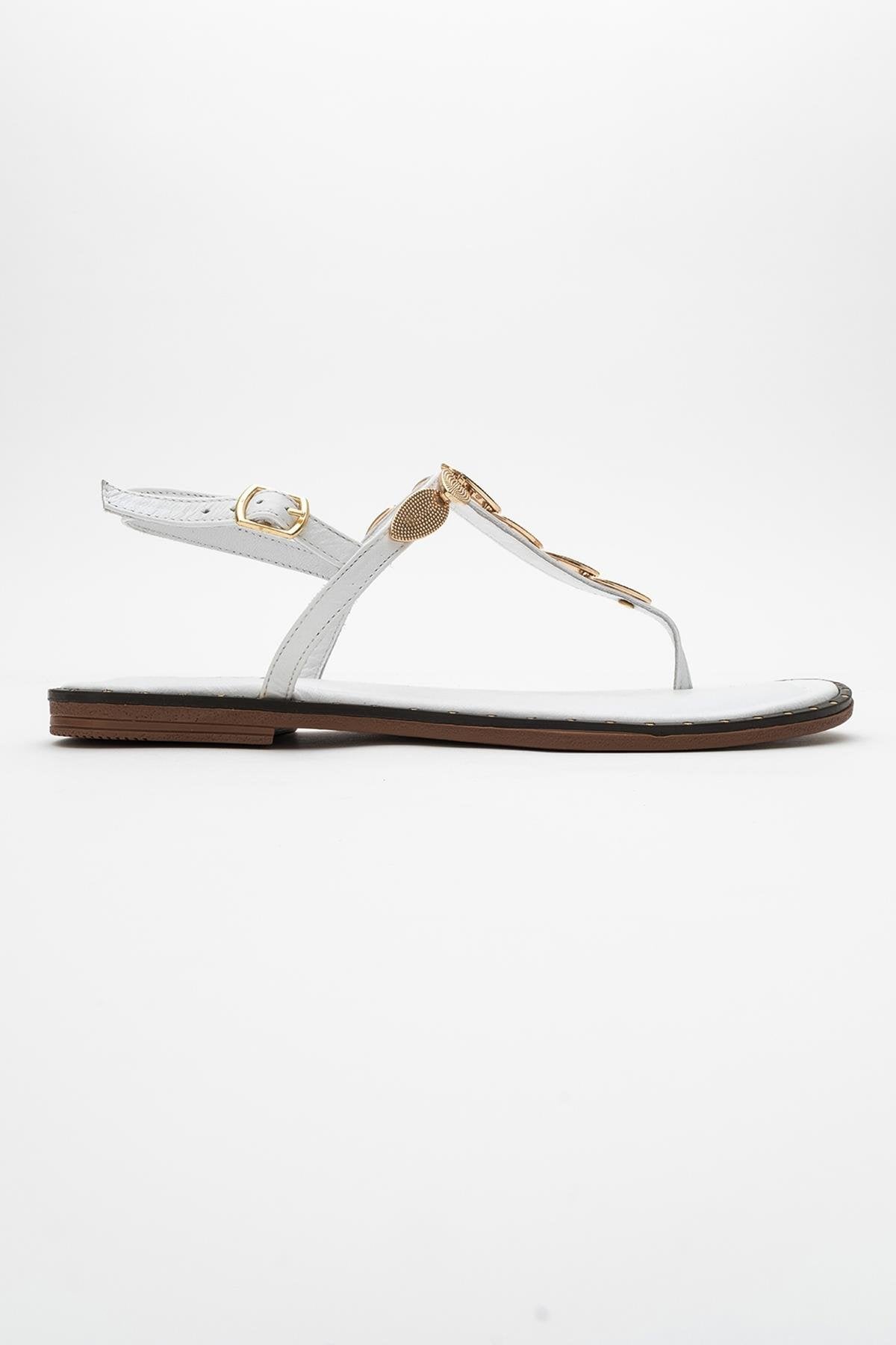 Marea - White Leather Flat Sandal – back view showing leather, white, Vowalisse