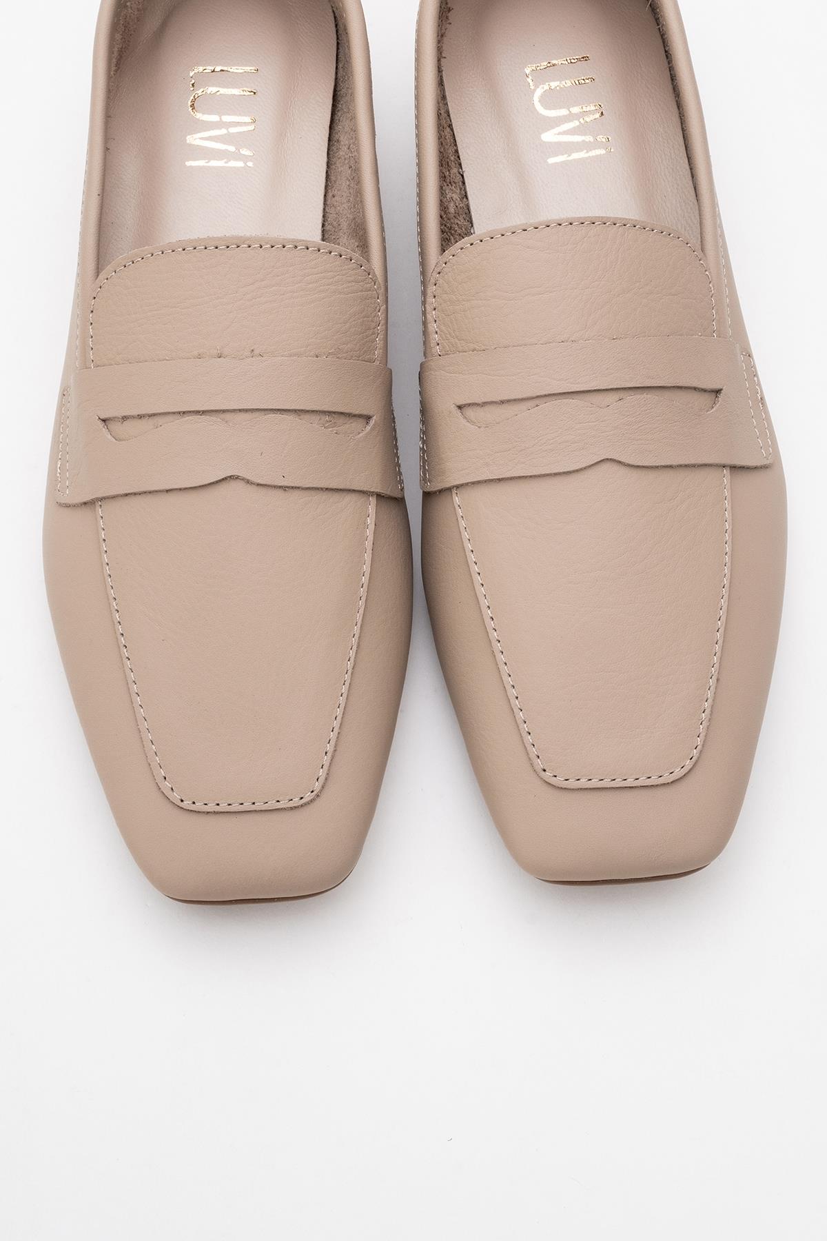 Morne - Dark Beige Leather Loafers – side view showing leather, Vowalisse