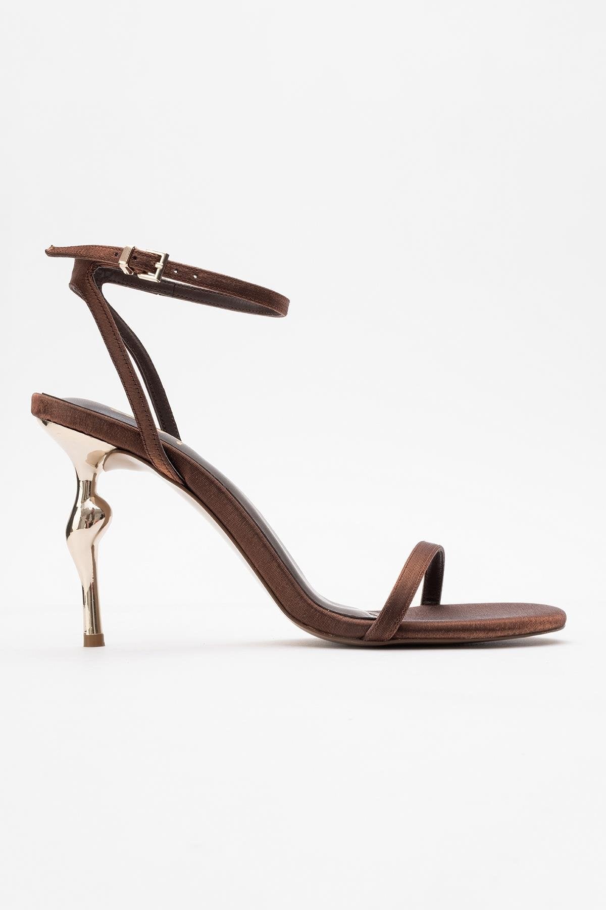 Jasmin - Cognac Satin Stiletto Pump – top view showing satin, leather, Vowalisse