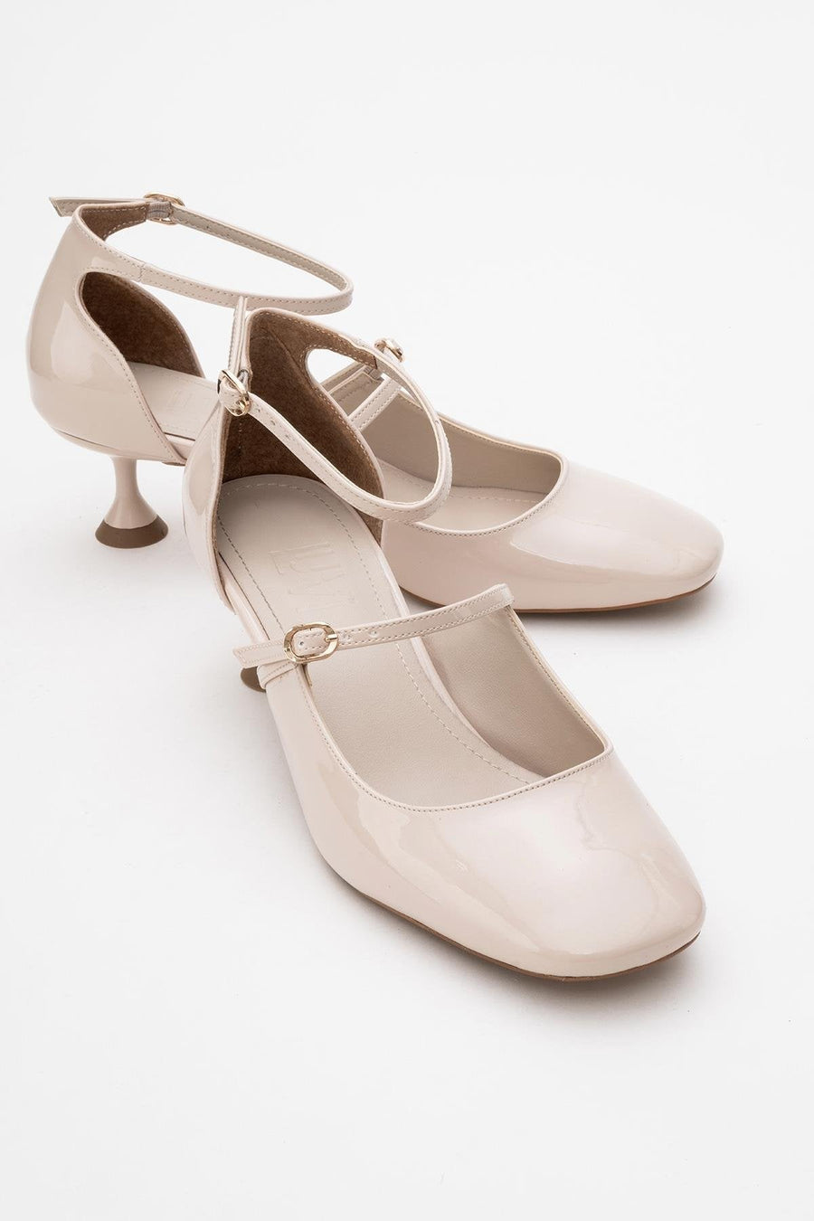 Emly - Off-White Square Toe Low Heel Shoe