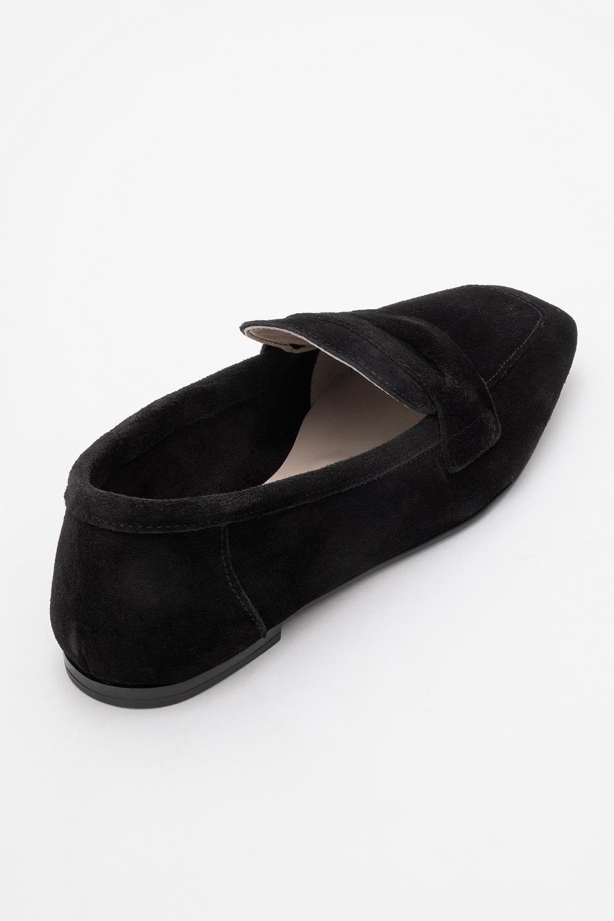 Morne - Black Suede Leather Loafers – back view showing leather, suede, black, Vowalisse