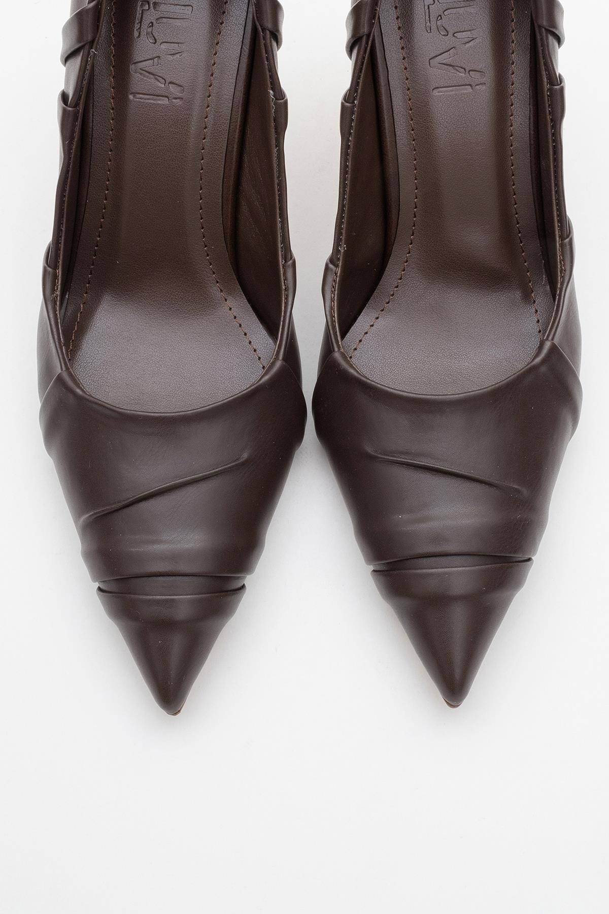 Anly - Brown Stiletto – side view showing leather, Vowalisse