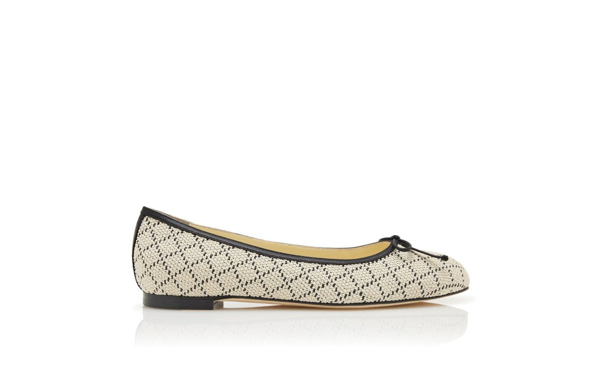 Emmeline Pearl Neutral Bow Detail Pumps – side profile showing neutral bow detail, round toe, nappa leather, raffia…