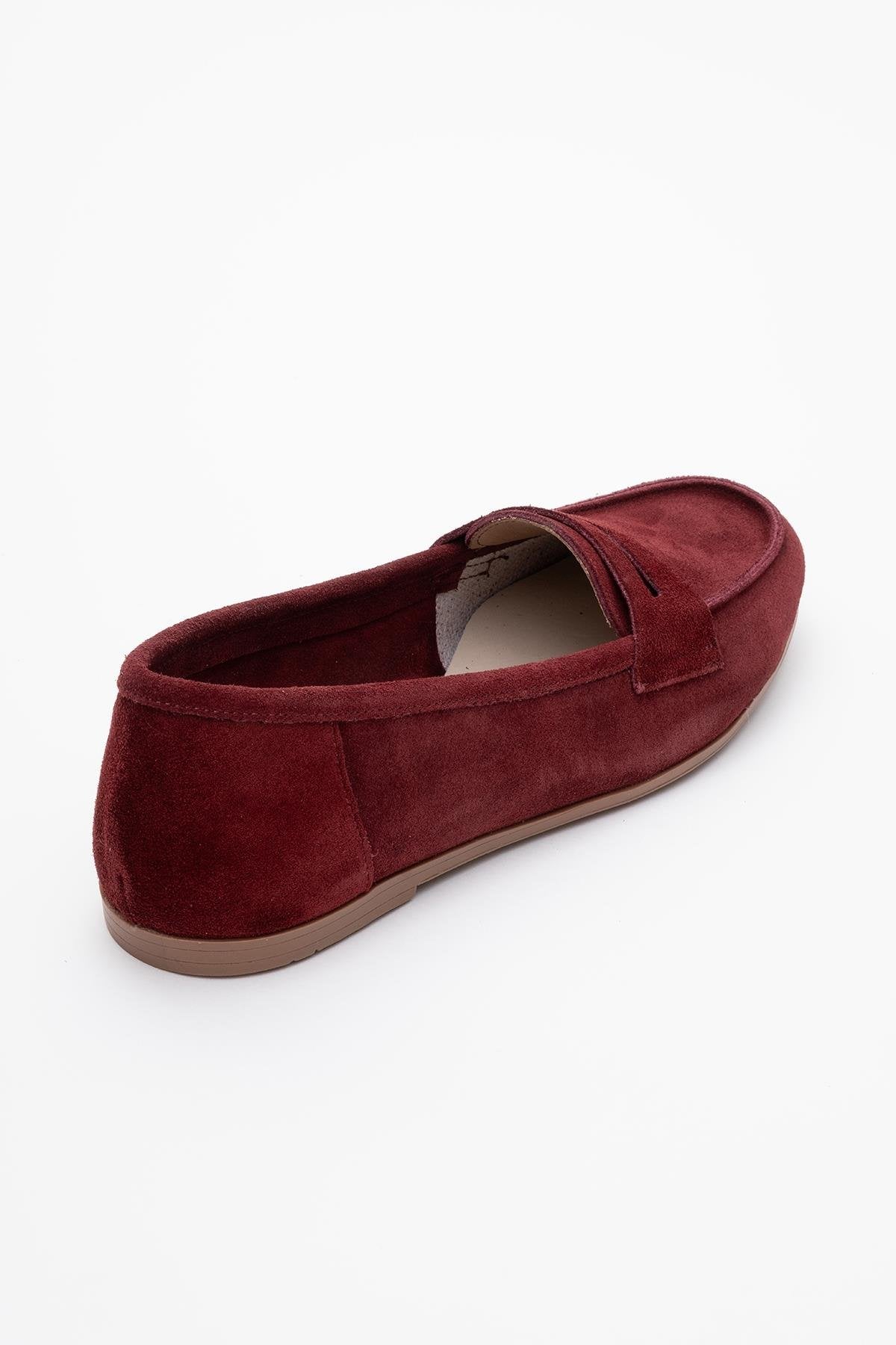 Dorothy - Burgundy Suede Leather Loafers – back view showing leather, suede, Vowalisse